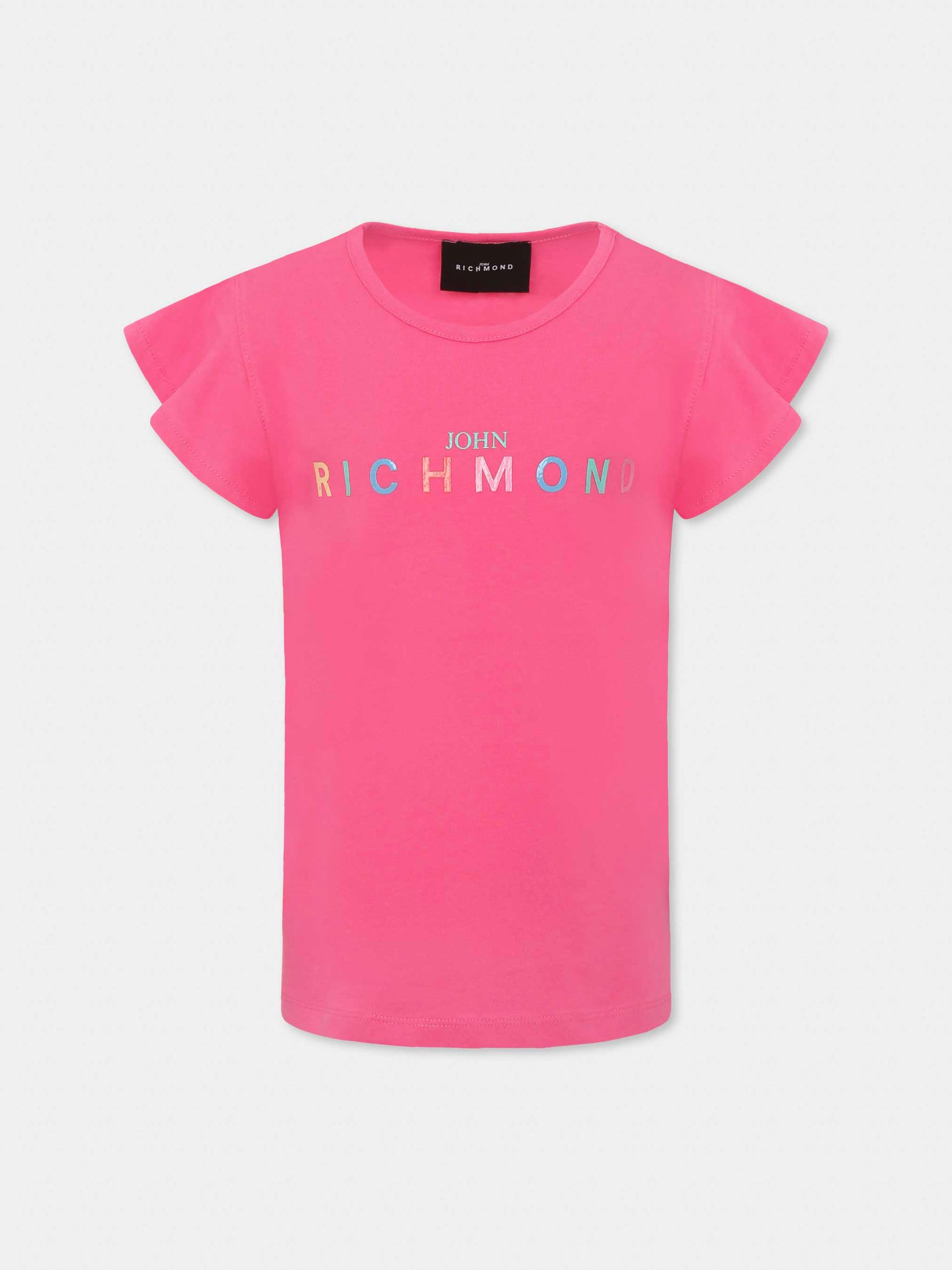 T-shirt fucsia per bambina con logo,Richmond,RGP25141TS BARBIE