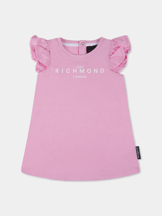 Vestito rosa per neonata con logo,Richmond,RIP25006VE PINK