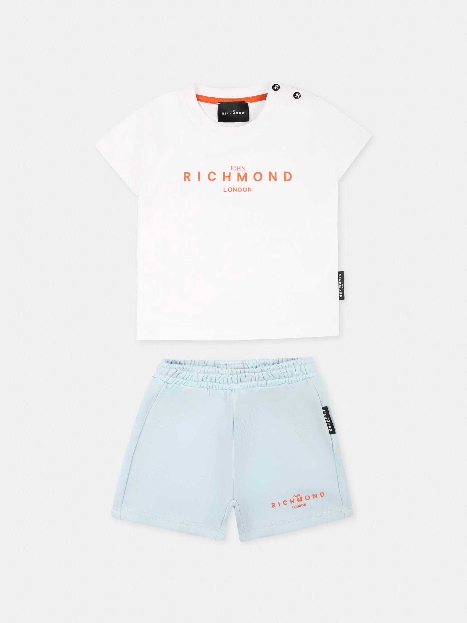 Completo celeste per neonato con logo,Richmond,RIP25018CF WHITE