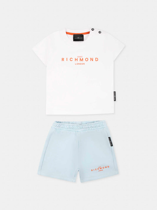 Completo celeste per neonato con logo,Richmond,RIP25018CF WHITE