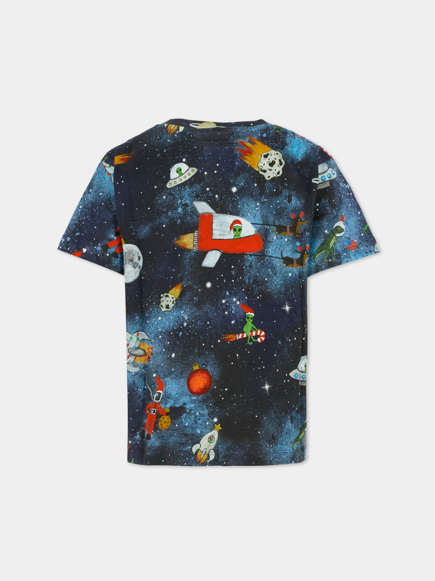 T-shirt Riley blu per bambino con alieno natalizio,Molo,1W25A202 9414