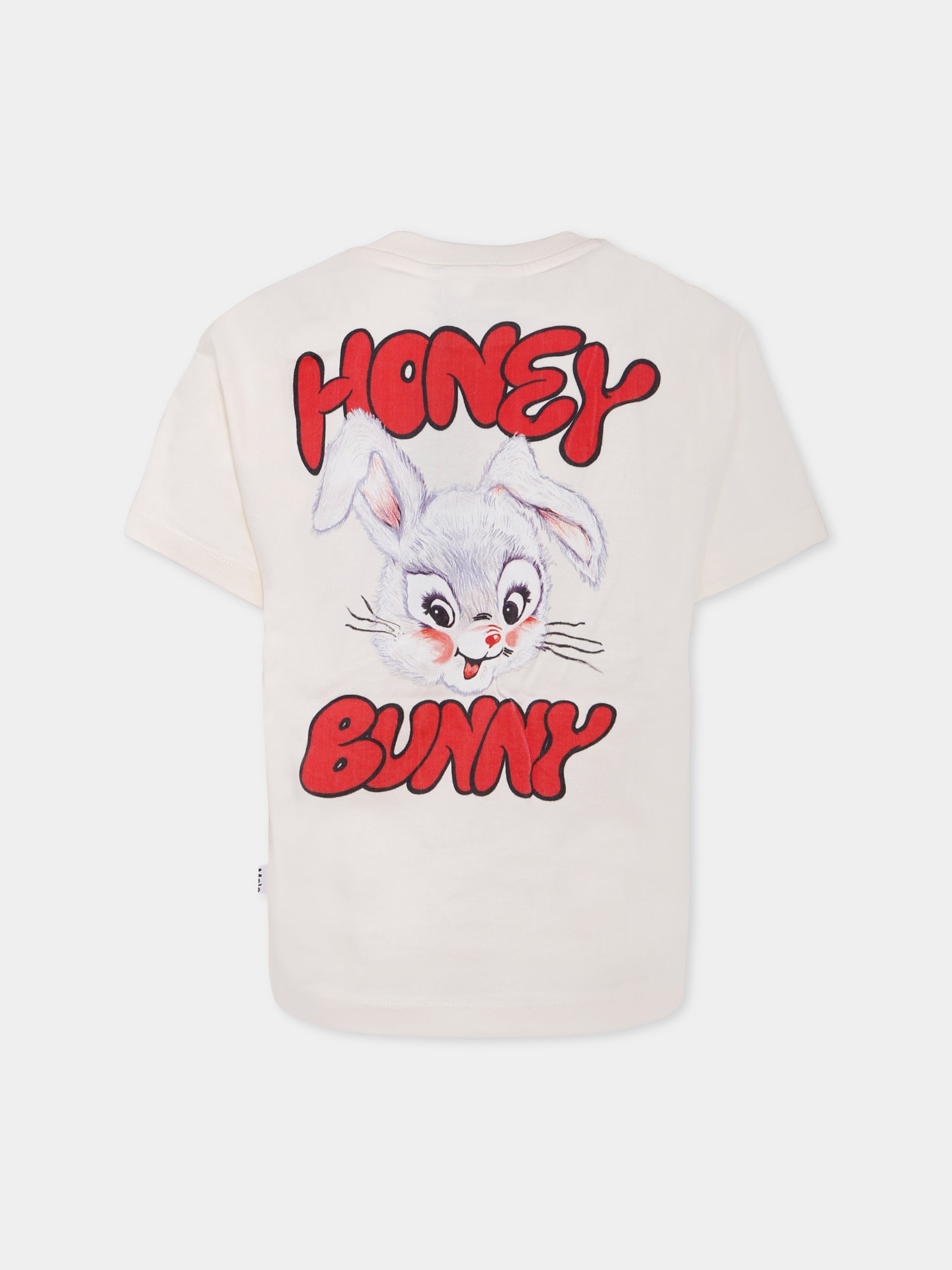 T-shirt Riley avorio per bambina con coniglio e scritta,Molo,2W25A204 5498