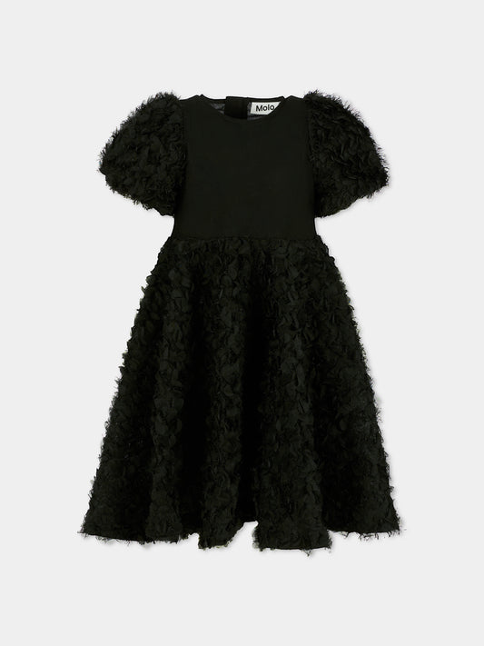Vestito Cadrianna nero per bambina con petali,Molo,2W25E106 0099