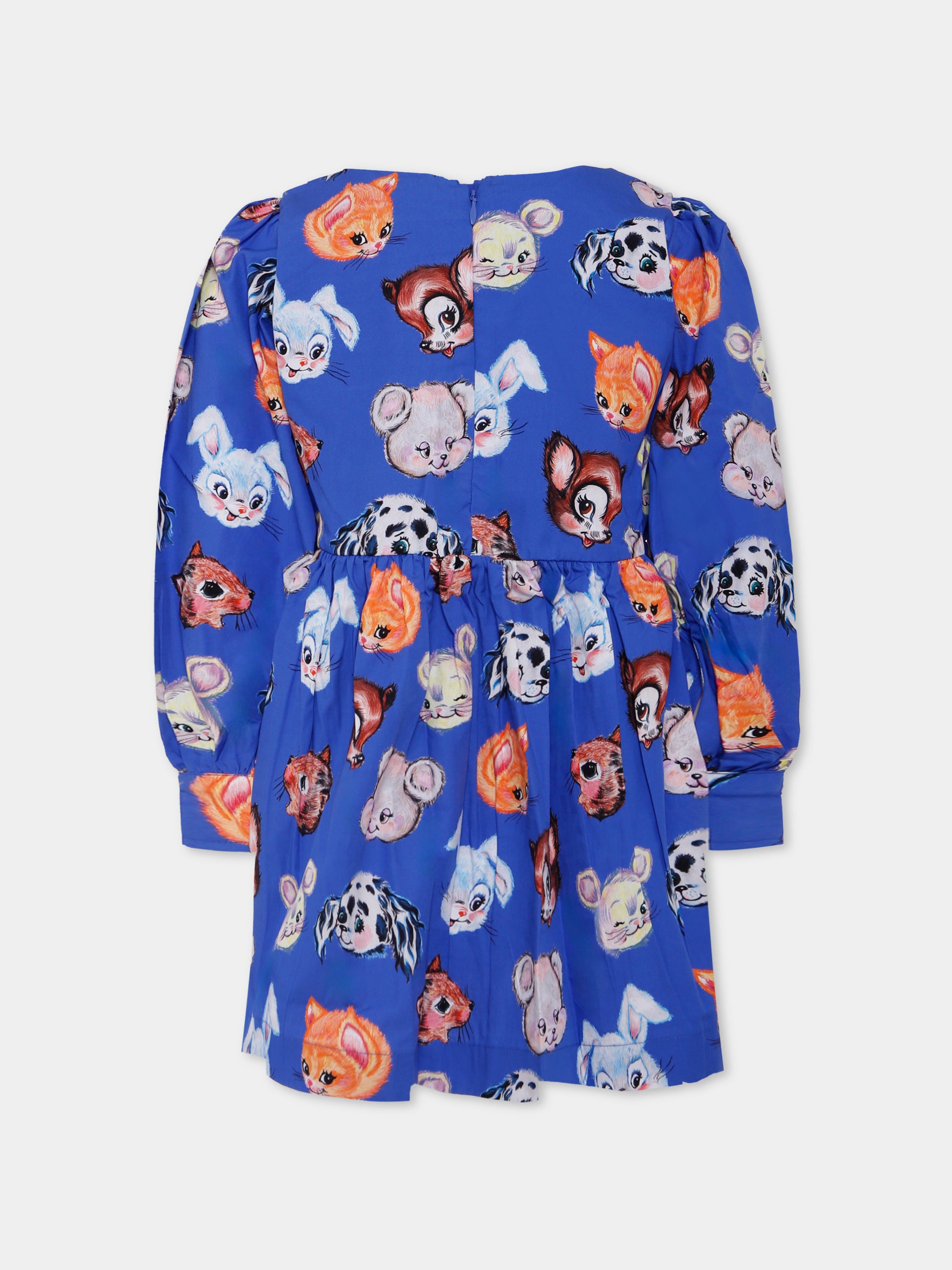 Vestito Clio blu per bambina con animali all over,Molo,2W25E234 5508