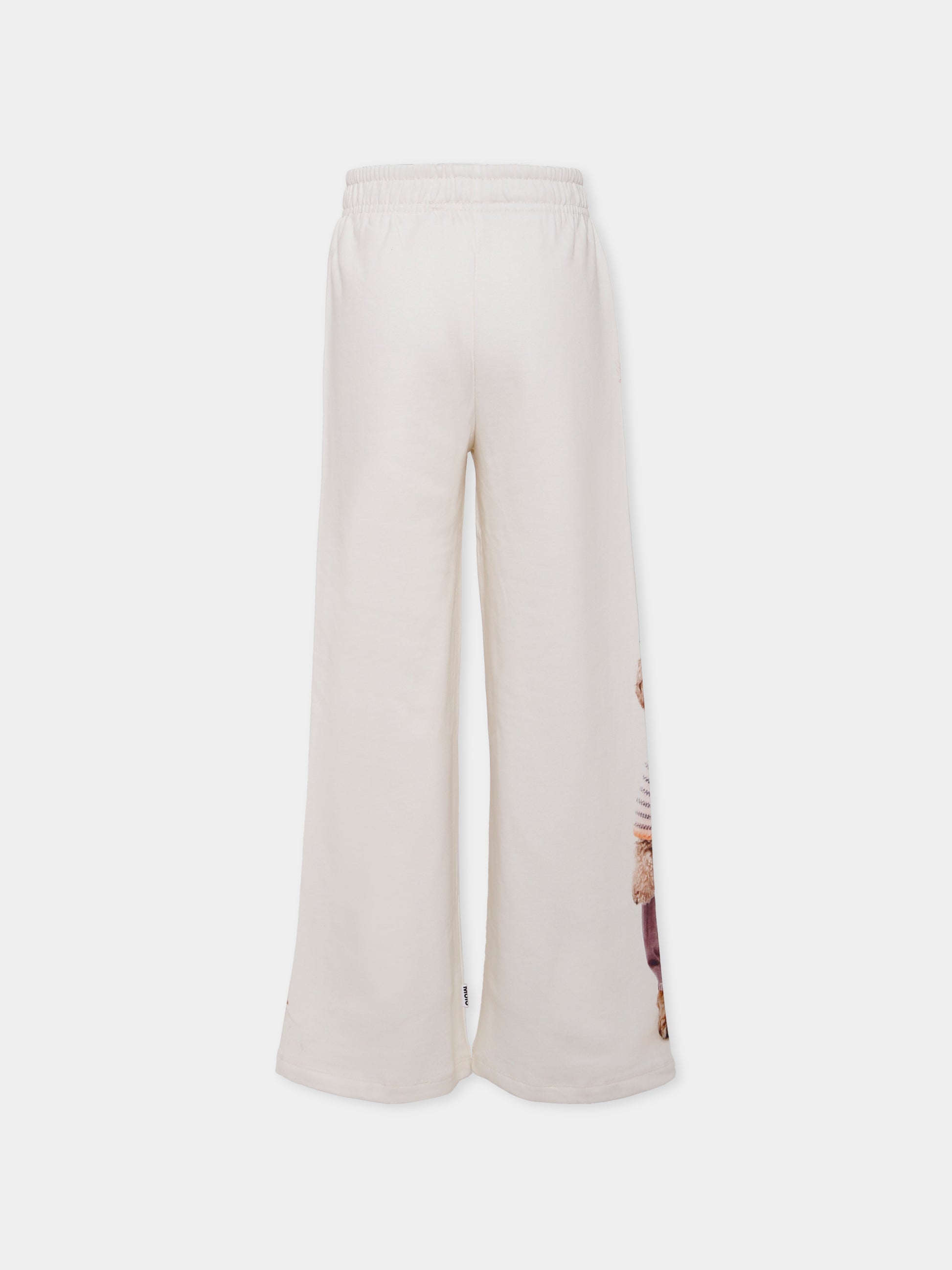 Pantaloni Aurita avorio per bambina con gatto e cane,Molo,2W25I205 9733