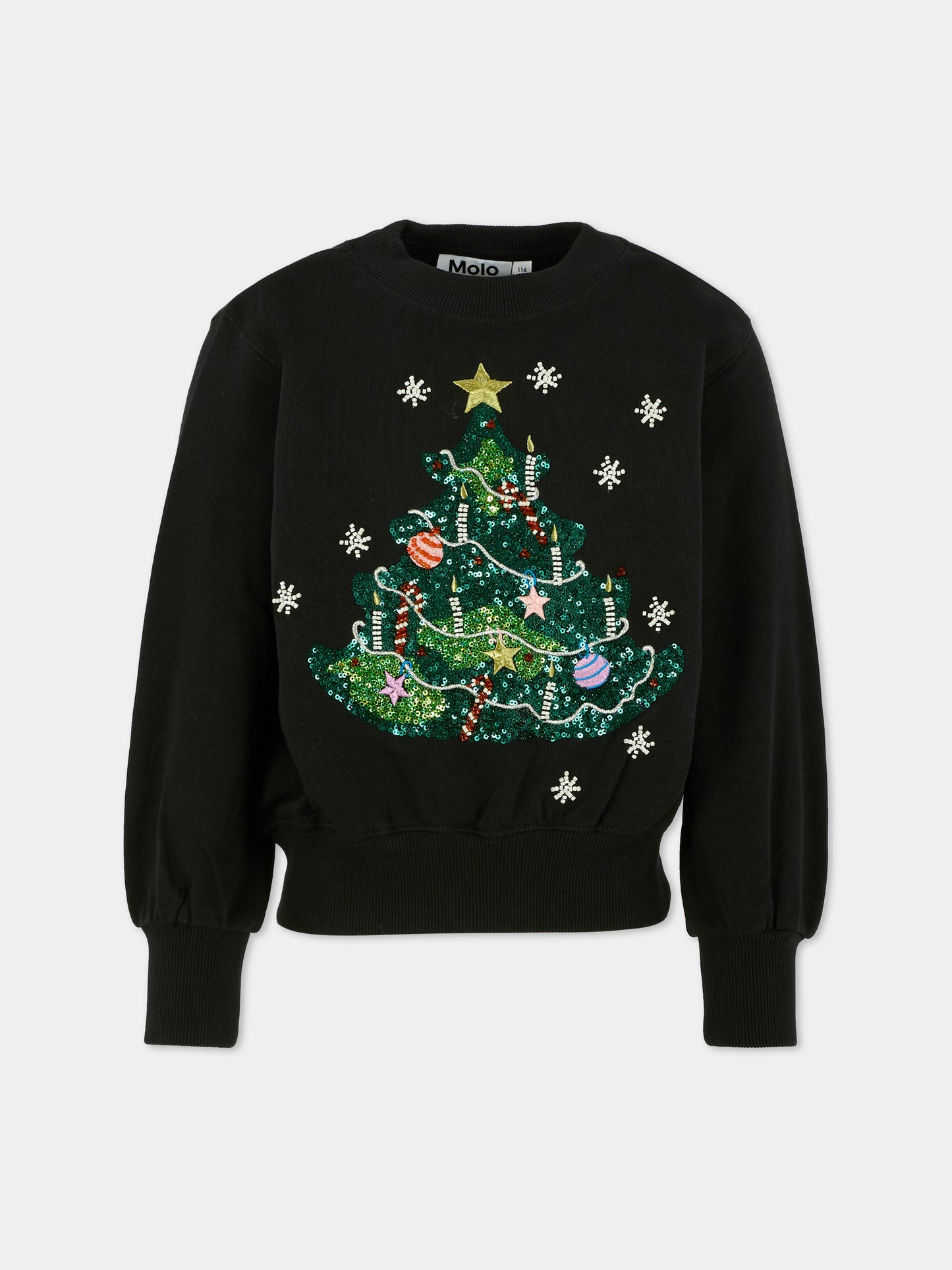 Felpa Marge nera per bambina con albero di Natale,Molo,2W25J207 9709