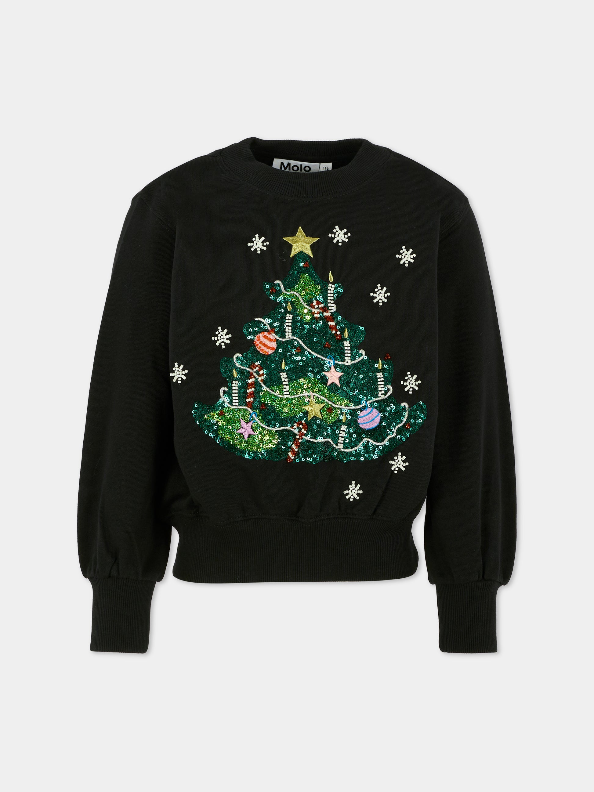 Felpa Marge nera per bambina con albero di Natale,Molo,2W25J207 9709