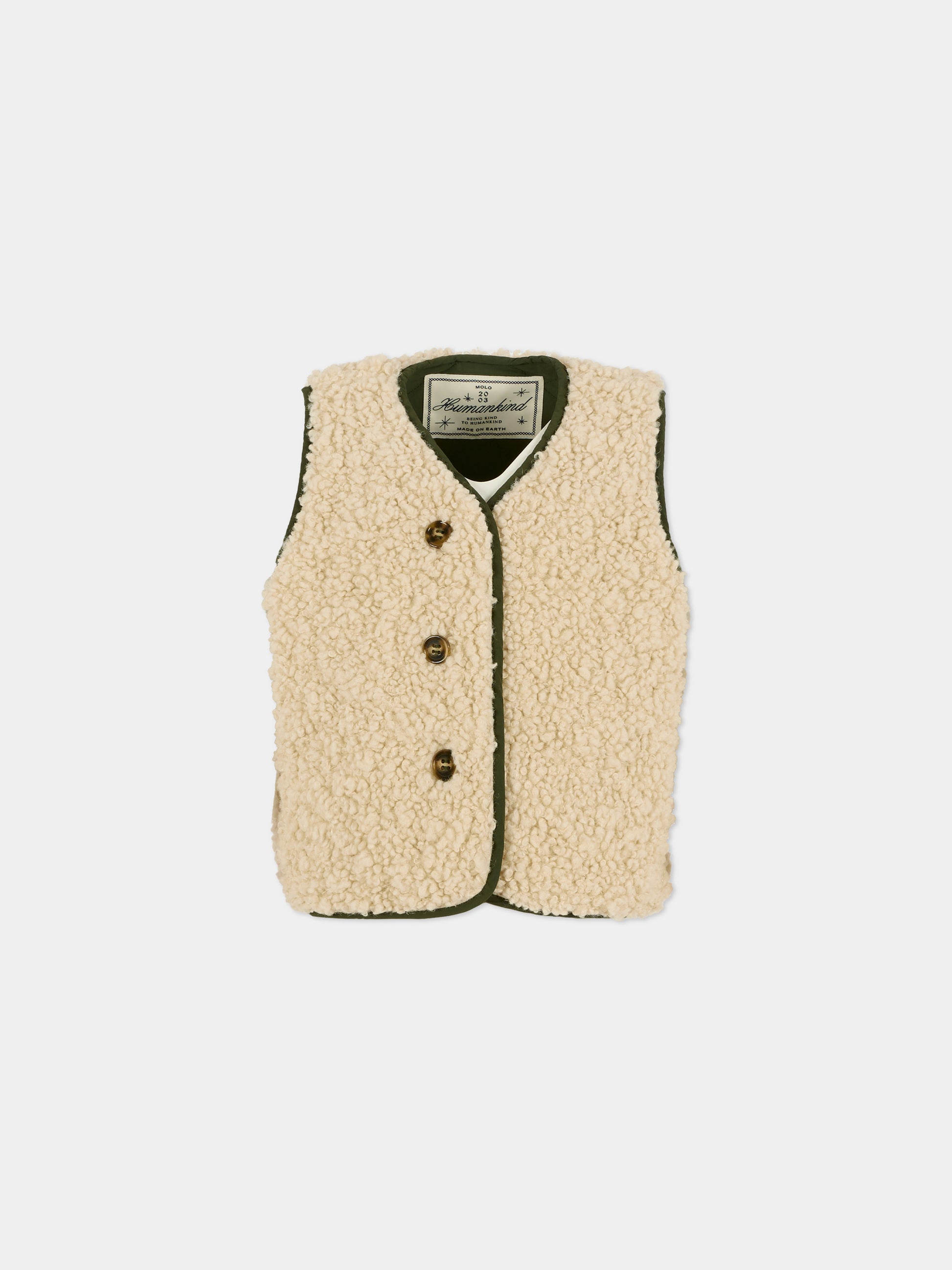 Gilet reversibile Holla verde per bambino con patch,Molo,2W25M203 5534