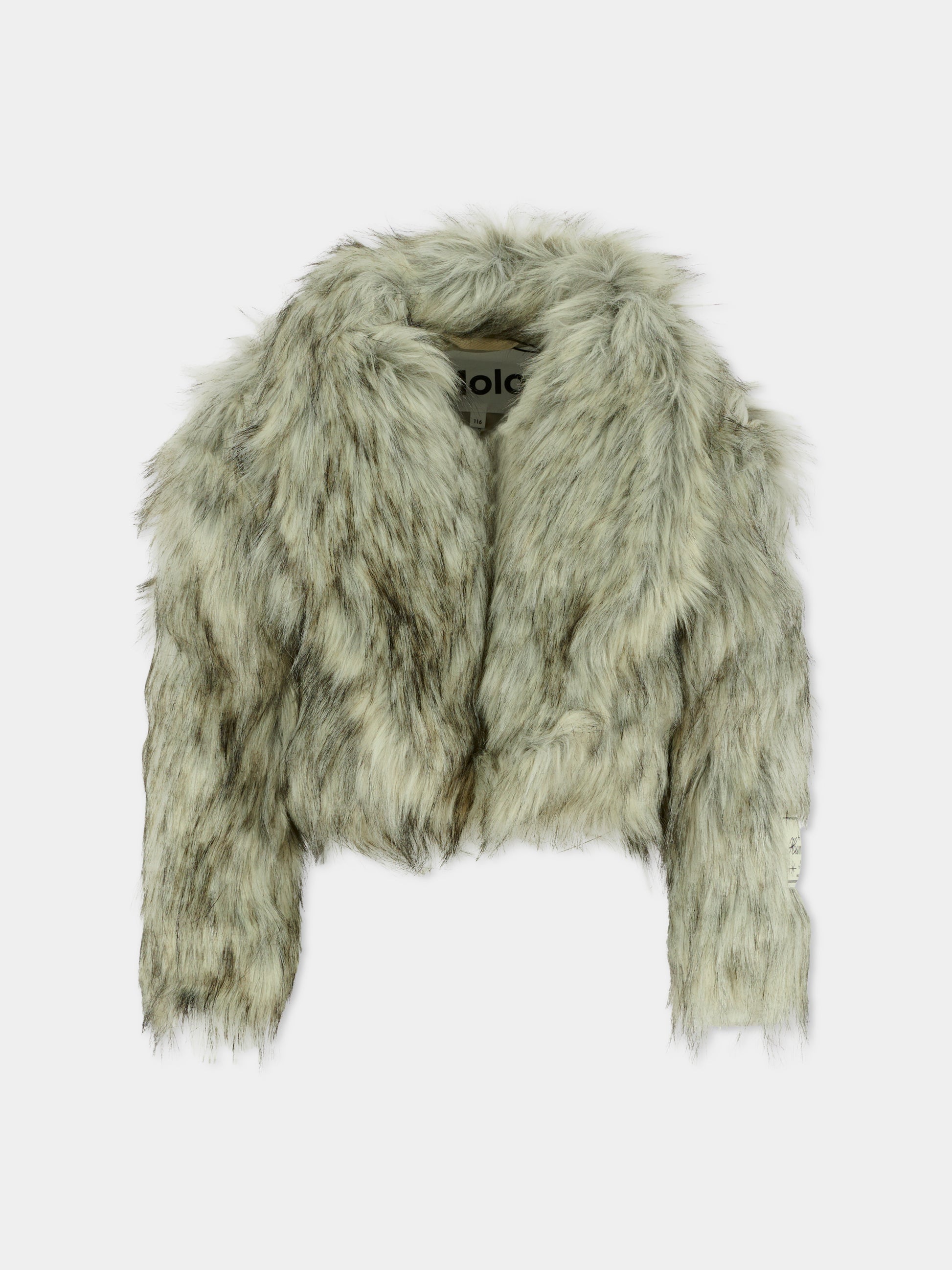 Ecopelliccia Hyacinth grigia per bambina con patch,Molo,5W25M328 297