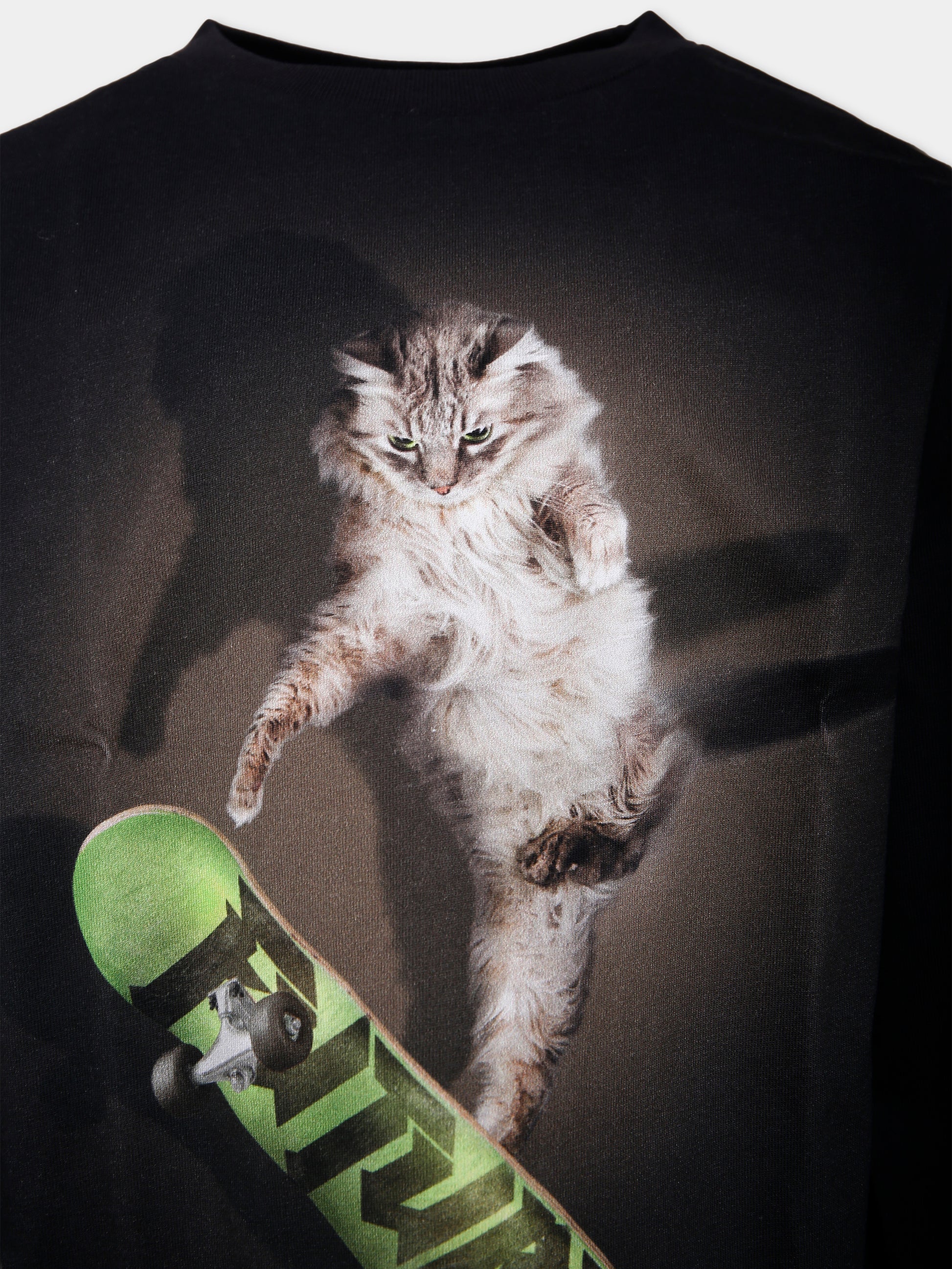 T-shirt Rube nera per bambino con gatto,Molo,1W25A404 4985