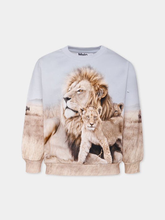Felpa  Miksi beige per bambino con leoni,Molo,1W25J209 9656