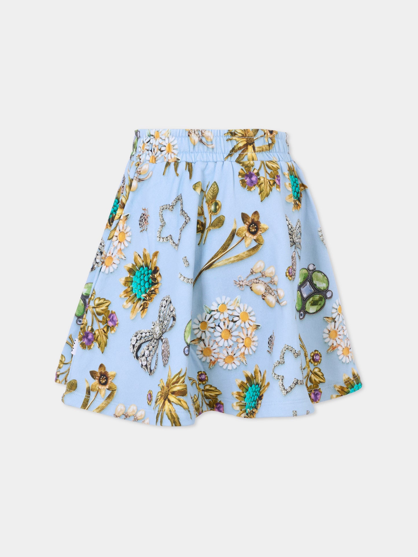Gonna azzurra per bambina con gioielli all over,Molo,2W25D104 9379