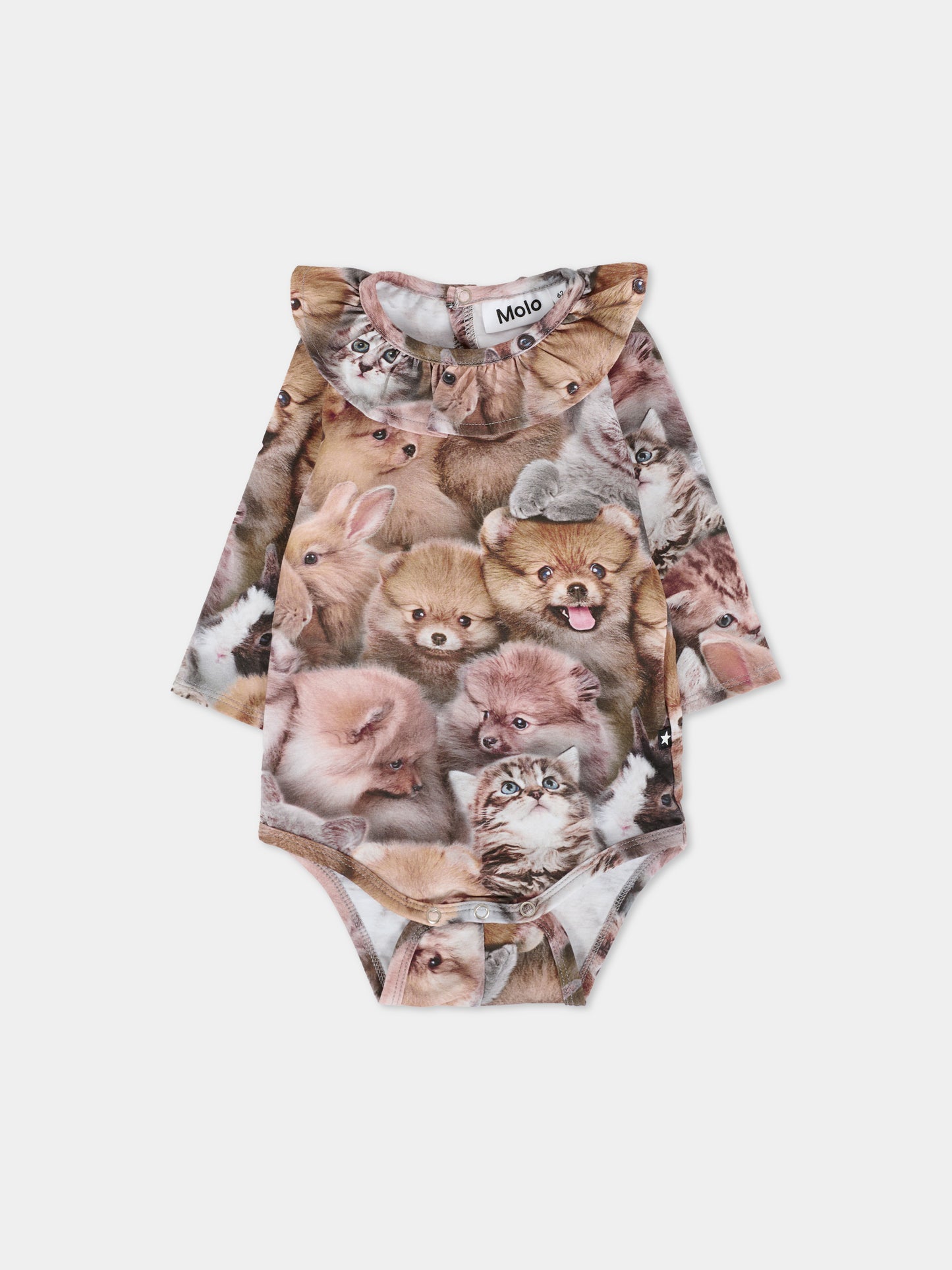 Body Freya marrone per neonata con animali all over,Molo,4W25B205 9377