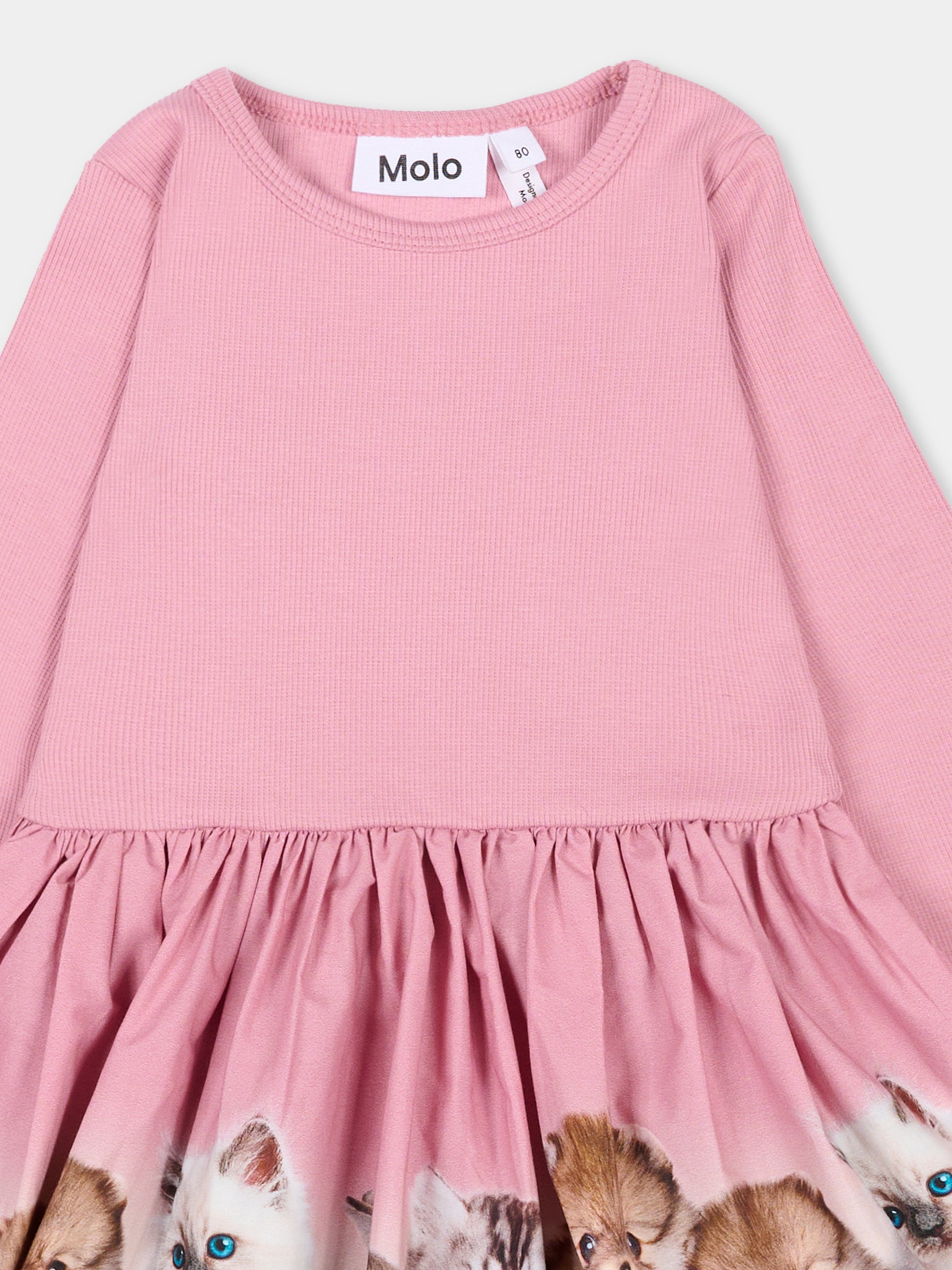 Vestito Candi rosa per neonata con animali,Molo,4W25E203 9606