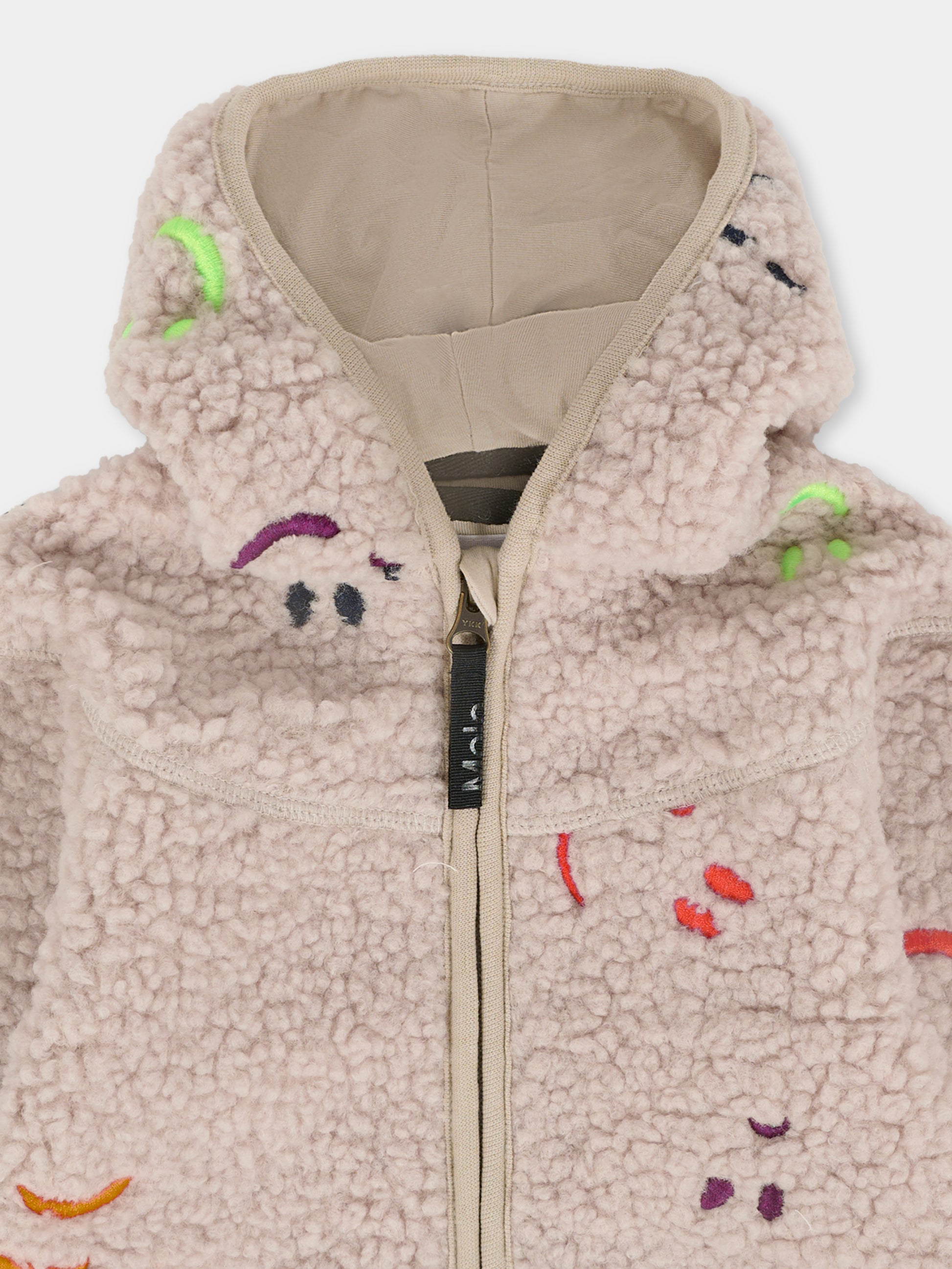 Ecopelliccia Ummi beige per neonati con smile all over,Molo,5W25L205 9448