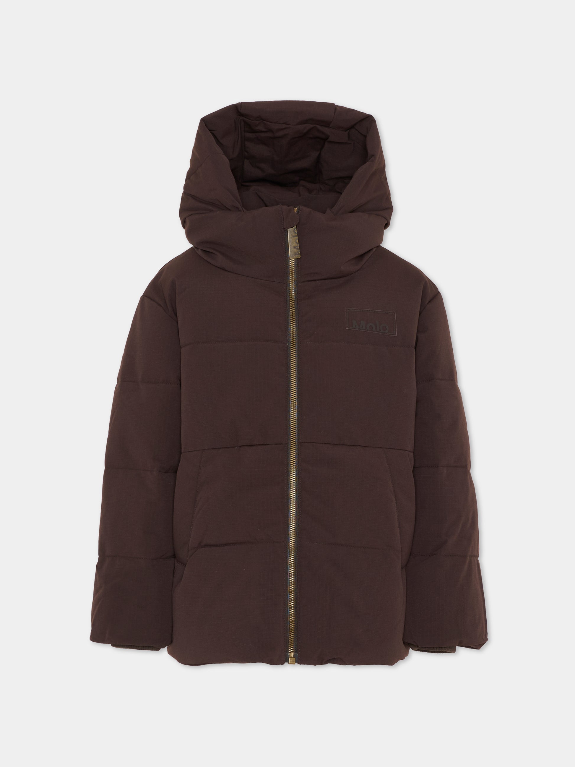 Piumino Hilo marrone per bambini con logo,Molo,5W25M305 5522
