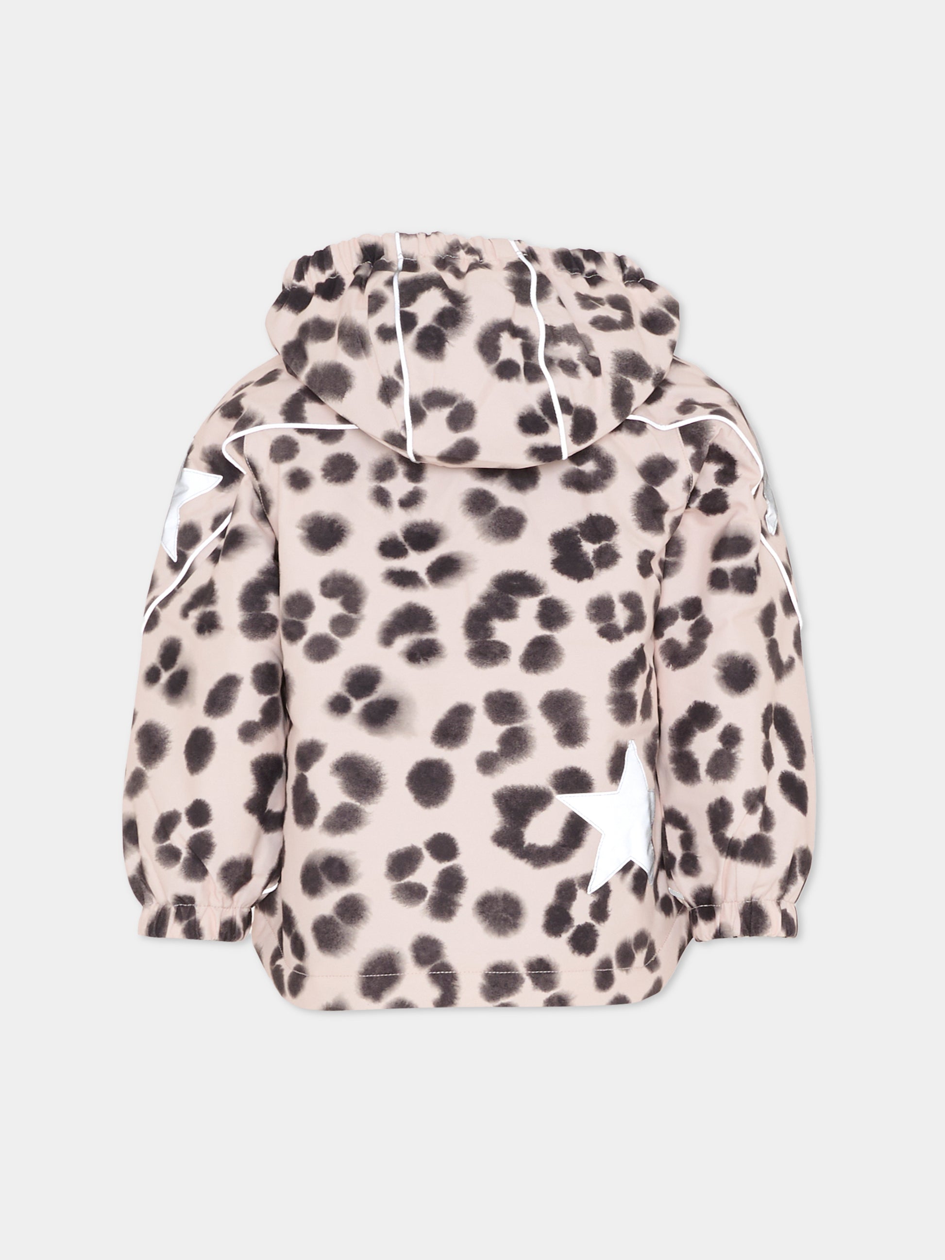 Piumino da neve Hopla beige per bambina con stampa animalier,Molo,5W25M316 9363