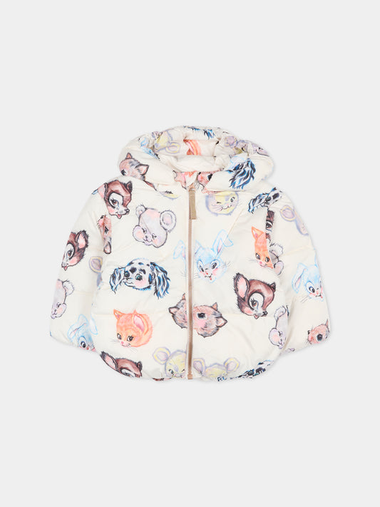 Piumino Harpo beige per neonata con stampa animali,Molo,5W25M318 9437