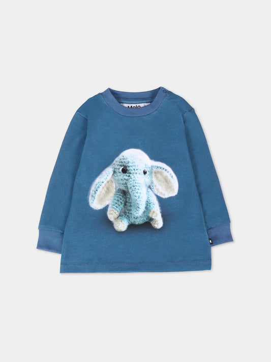 T-shirt Eloy blu per neonato con elefante,Molo,6W25A404 9660