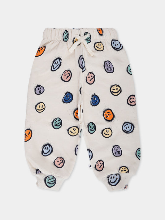 Pantaloni Simeon avorio per neonati con smile all over,Molo,6W25I203 9400