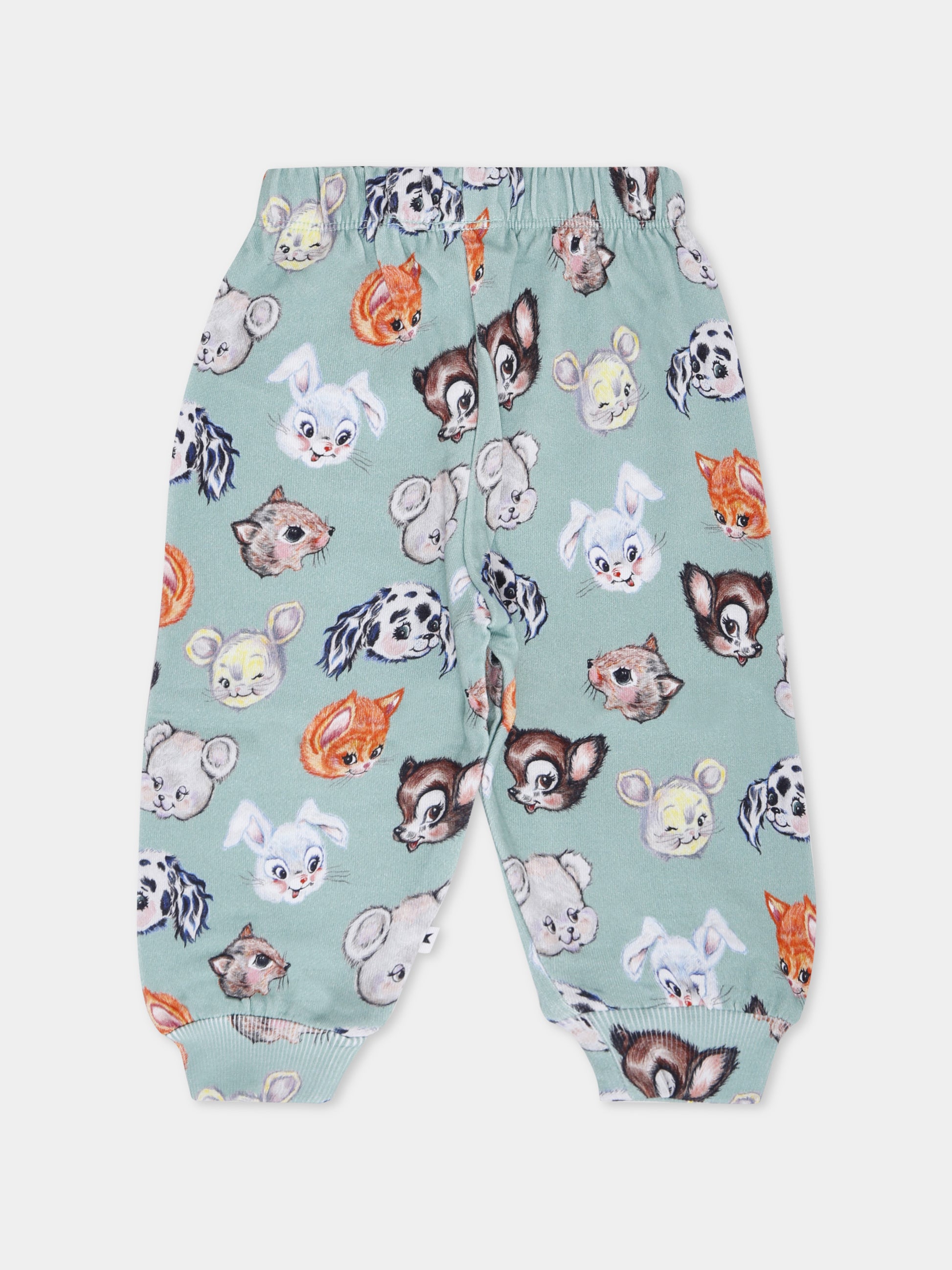 Pantaloni Simeon verdi per neonati con animali all over,Molo,6W25I209 9399