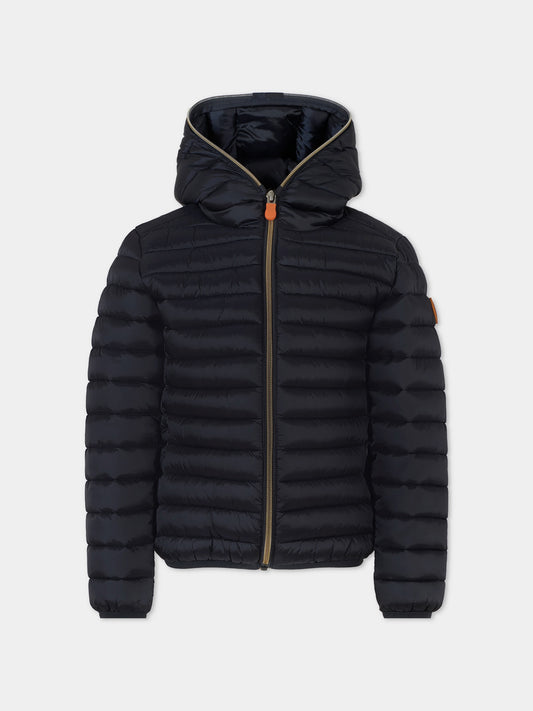 Piumino Iris blu per bambina con logo,Save The Duck Kids,J32310G IRIS21 90010