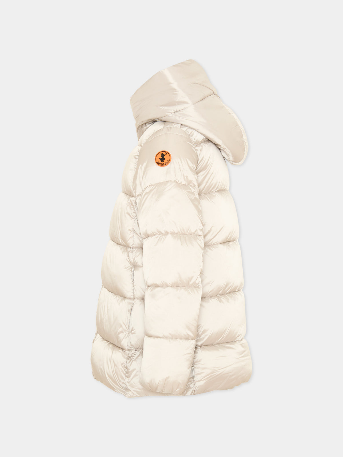 Piumino beige per bambina con cappuccio,Save The Duck Kids,J45650G IRIS21 40019