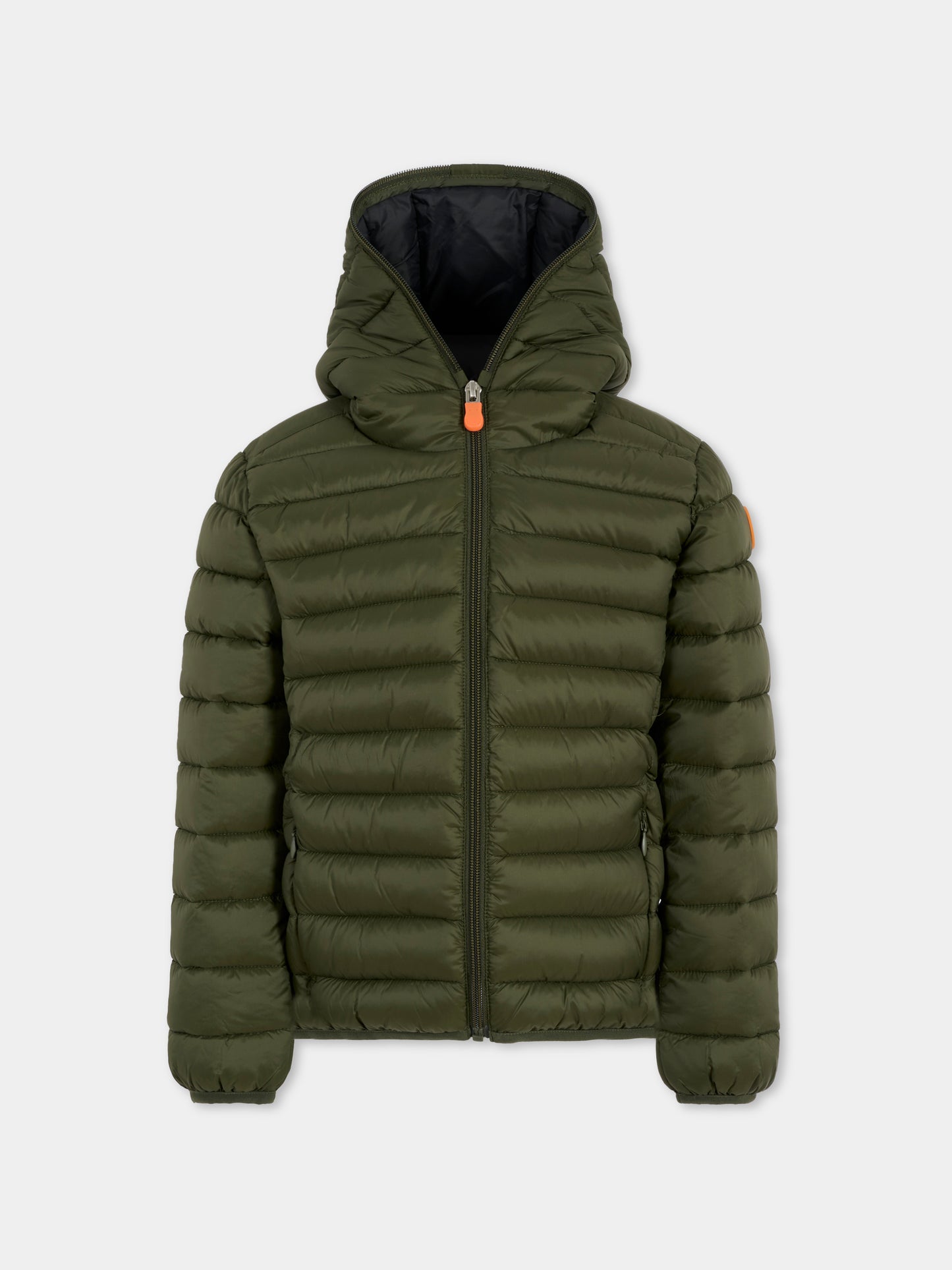 Piumino Dony verde per bambino con logo,Save The Duck Kids,J30650B GIGA21 50071