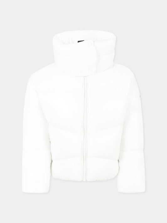 Piumino crop Isolda bianco per bambina con logo,Save The Duck Kids,J31839G LUCK19 00002