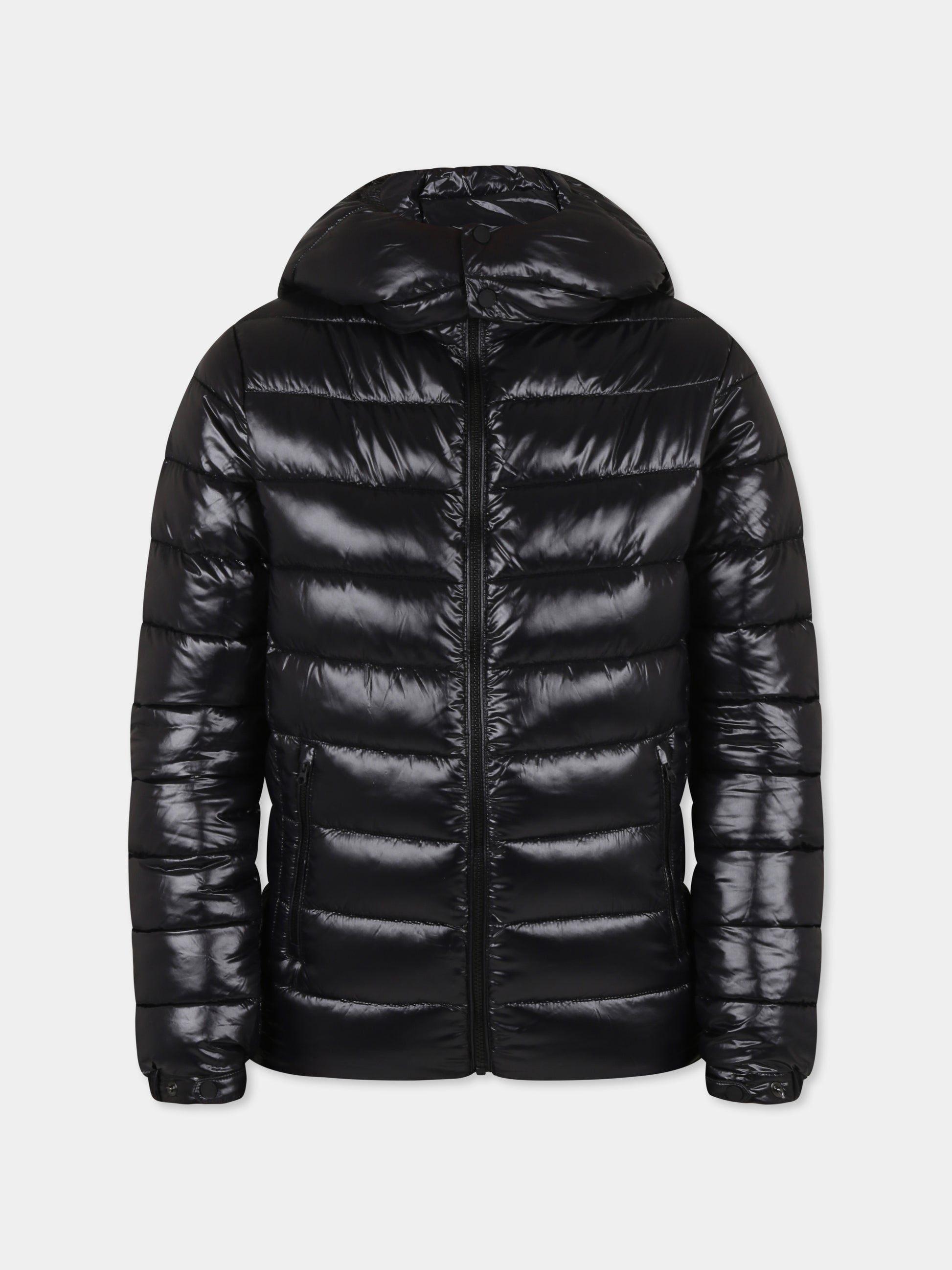 Piumino nero Niles per bambina con logo,Save The Duck Kids,J31653B LOVE19 10000