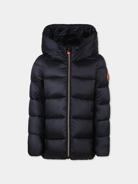 Piumino Gracie nero per bambina con logo,Save The Duck Kids,J45650G IRIS19 10000