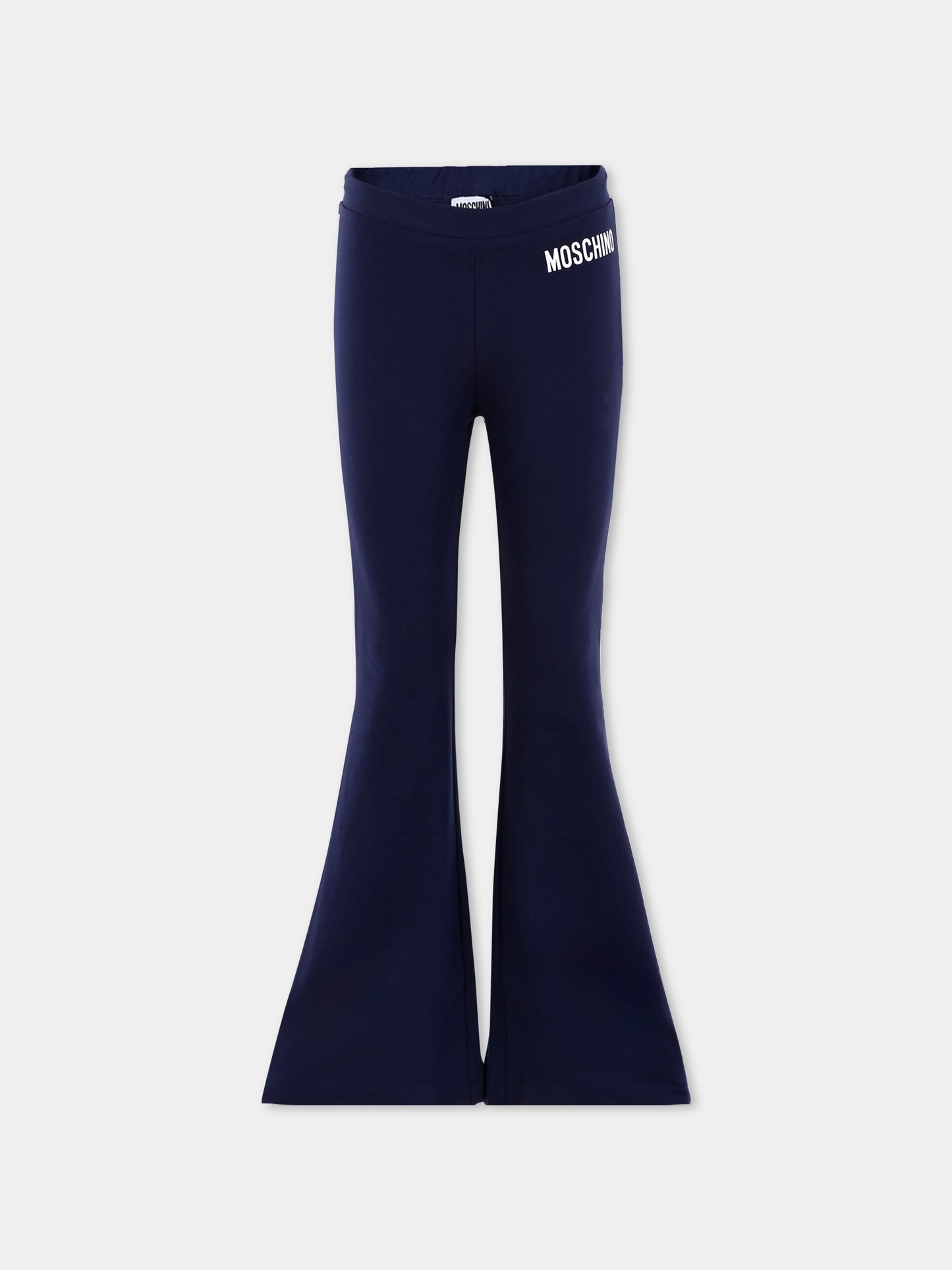 Leggings blu per bambina con logo,Moschino Kids,HDP06S LBA11 40016
