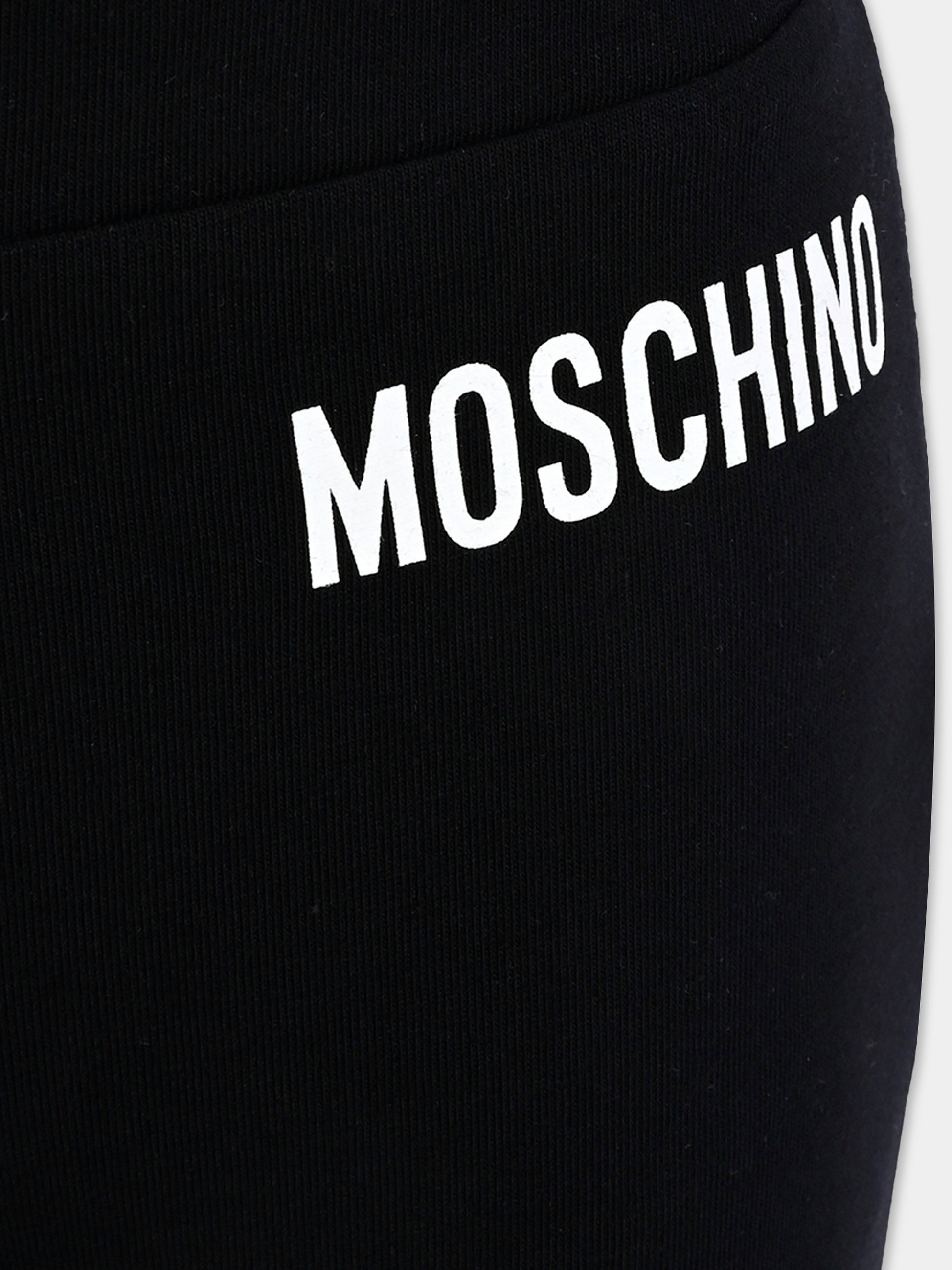 Leggings neri per bambina con logo,Moschino Kids,HDP06S LBA11 60100