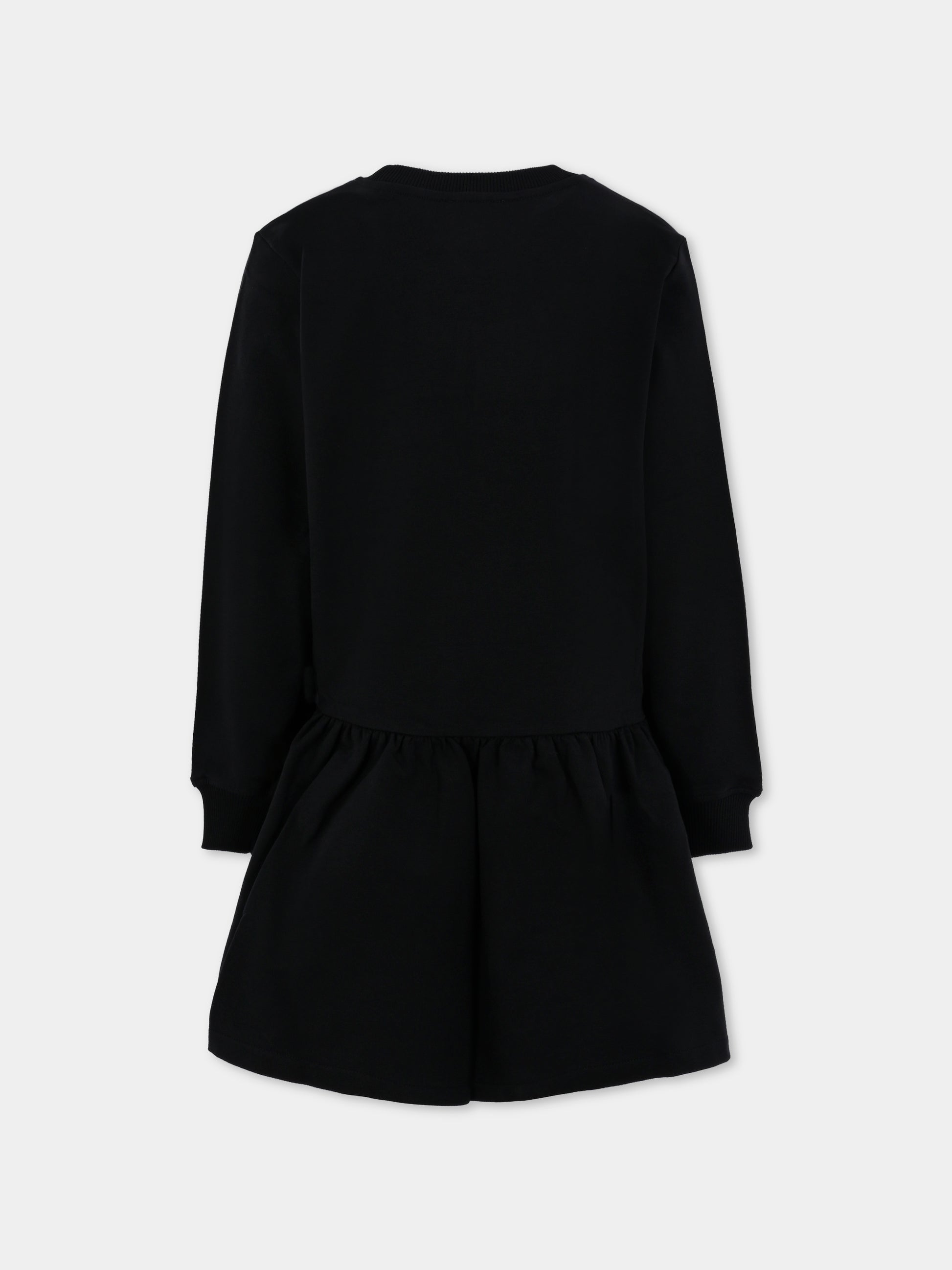 Vestito nero per bambina con Teddy Bear e paillettes,Moschino Kids,HDV0H7 LDA16 60100