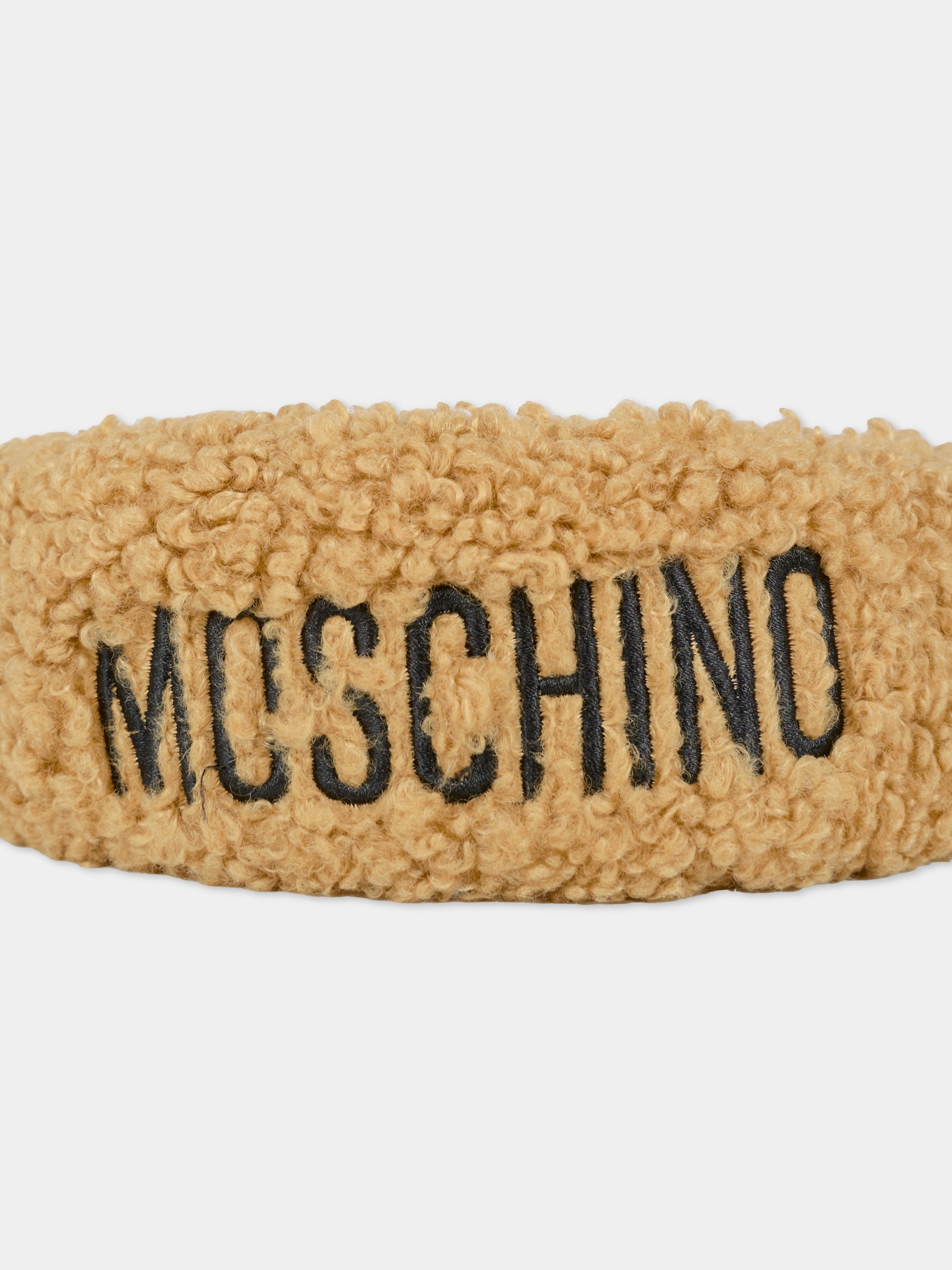 Cerchietto marrone per bambina con logo,Moschino Kids,HDX01L LIA00 20351