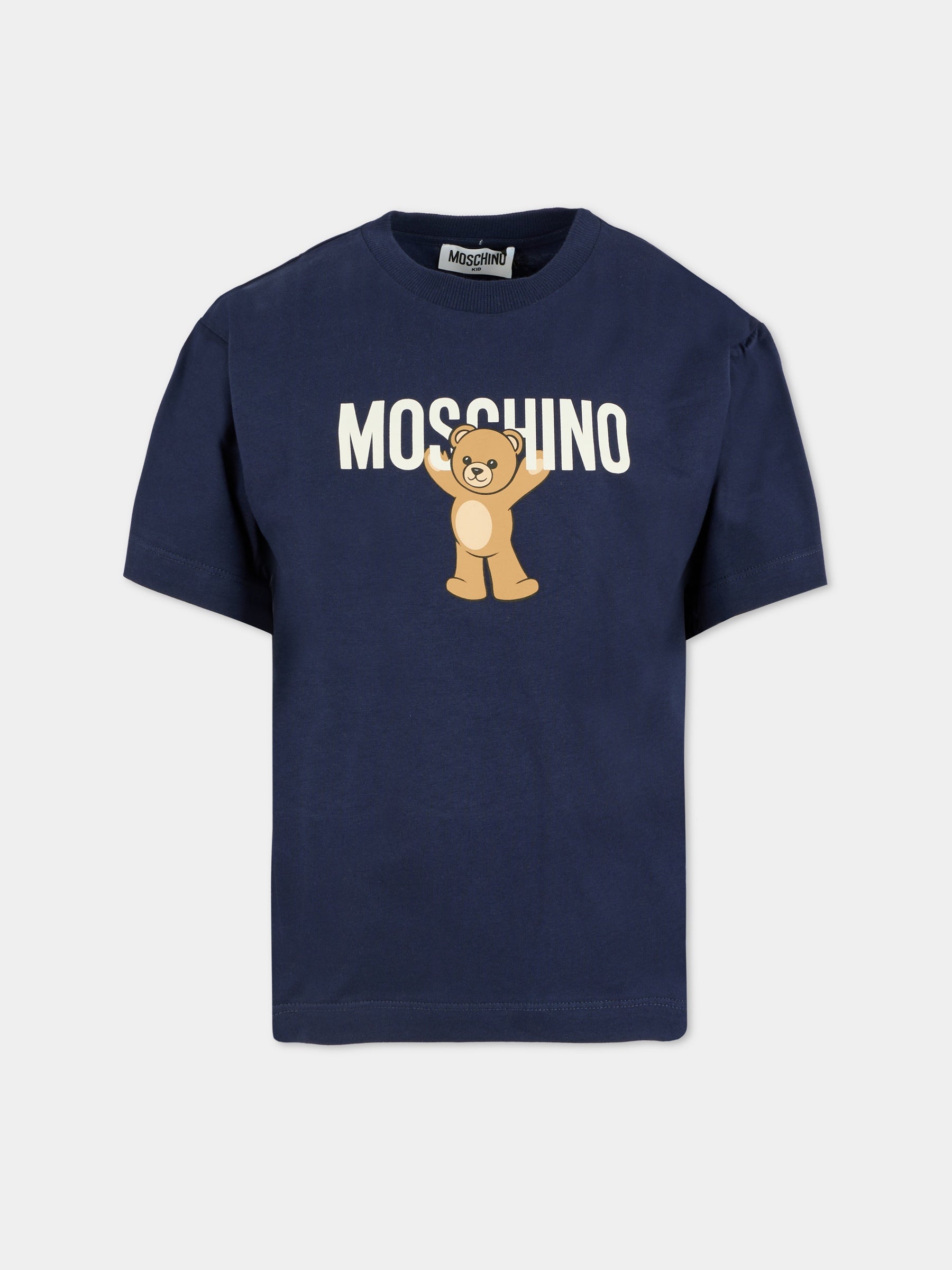 T-shirt blu per bambini con Teddy Bear,Moschino Kids,HMM05G LAA10 40016