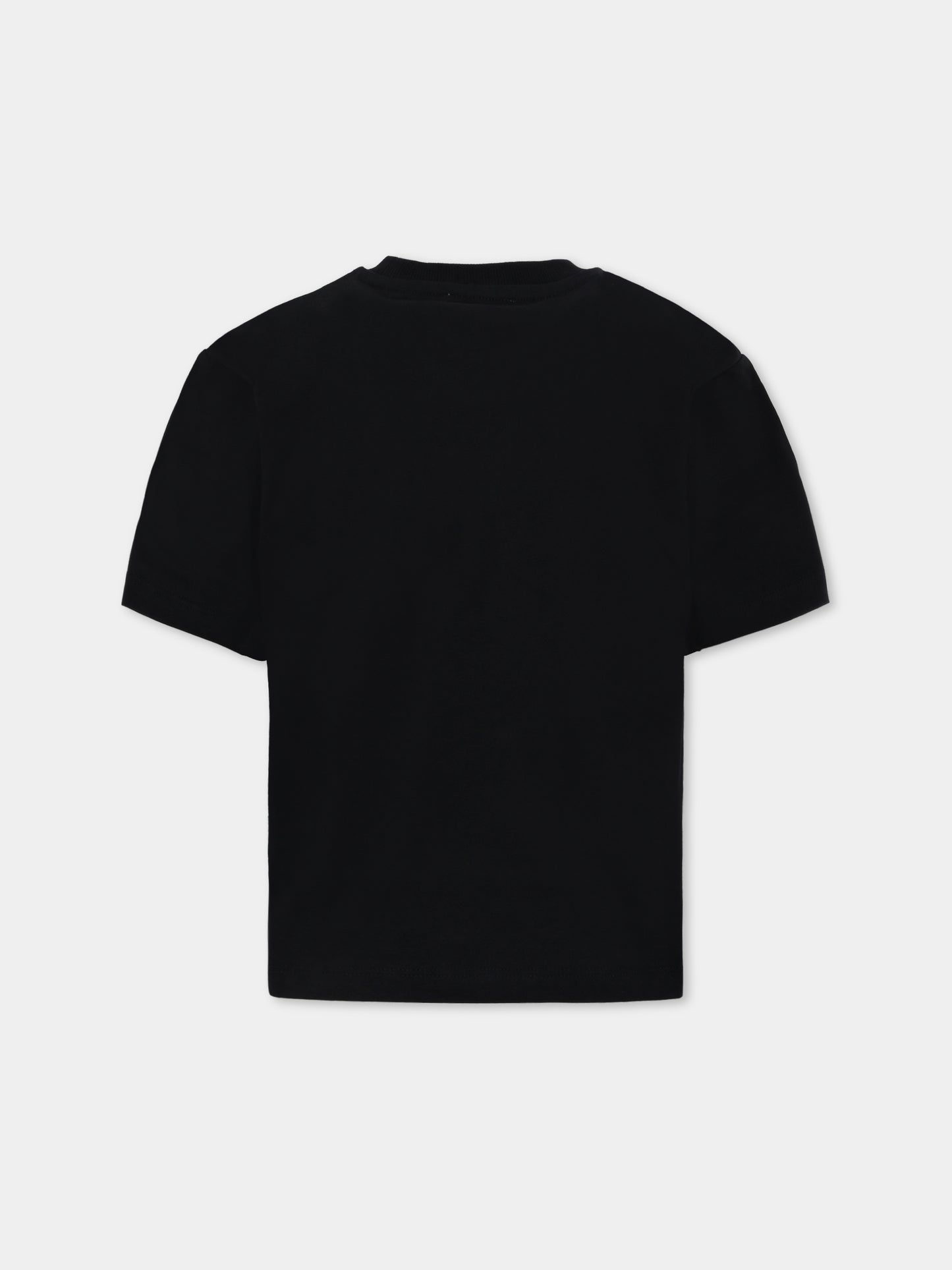 T-shirt nera per bambini con logo e Teddy Bear,Moschino Kids,HOM05G LAA10 60100