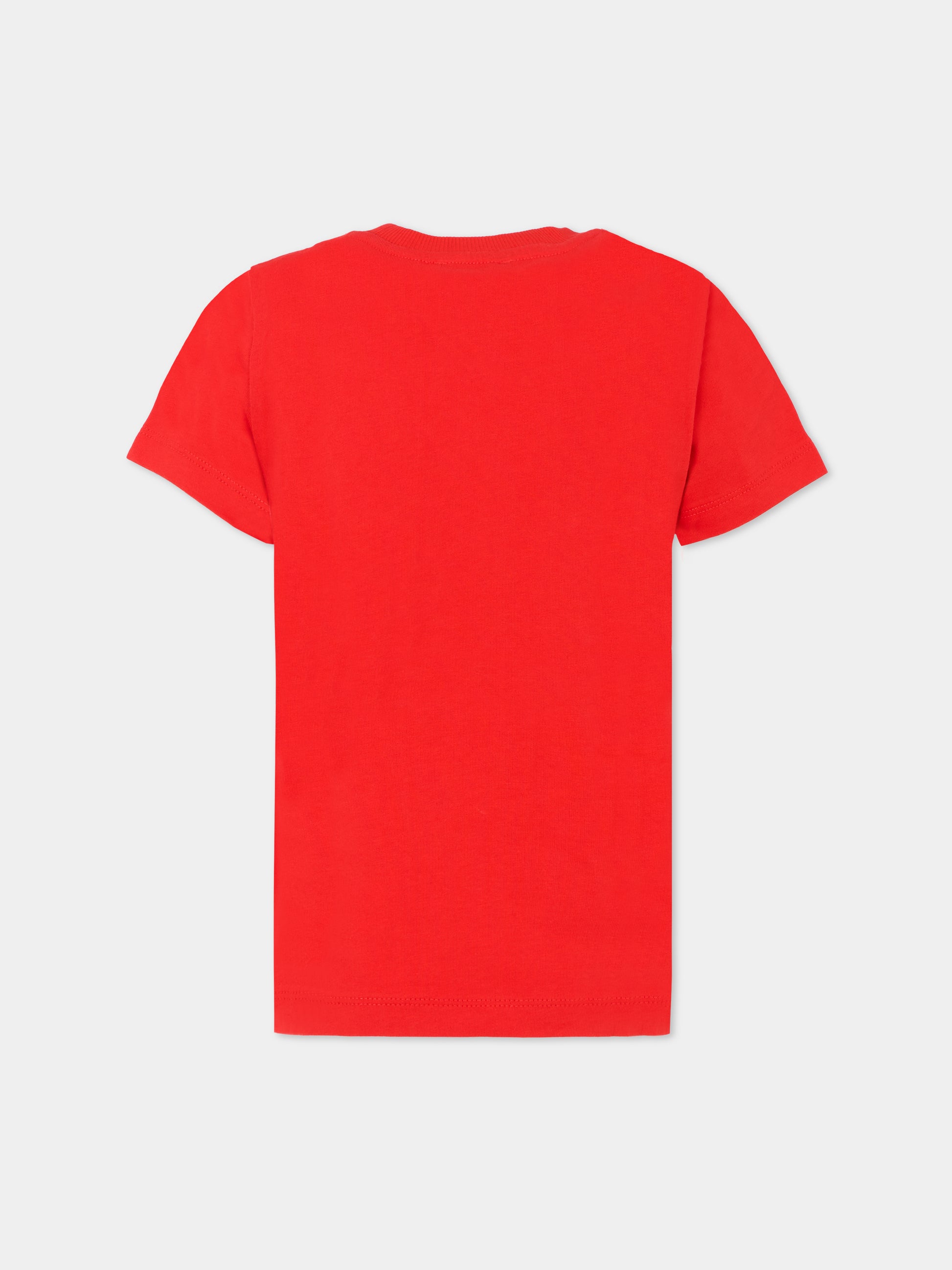 T-shirt rossa per bambini con Teddy Bear e logo,Moschino Kids,HPM058 LAA34 50109