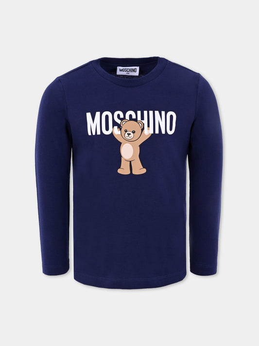 T-shirt blu per bambini con Teddy Bear,Moschino Kids,HTO00J LAA10 40016