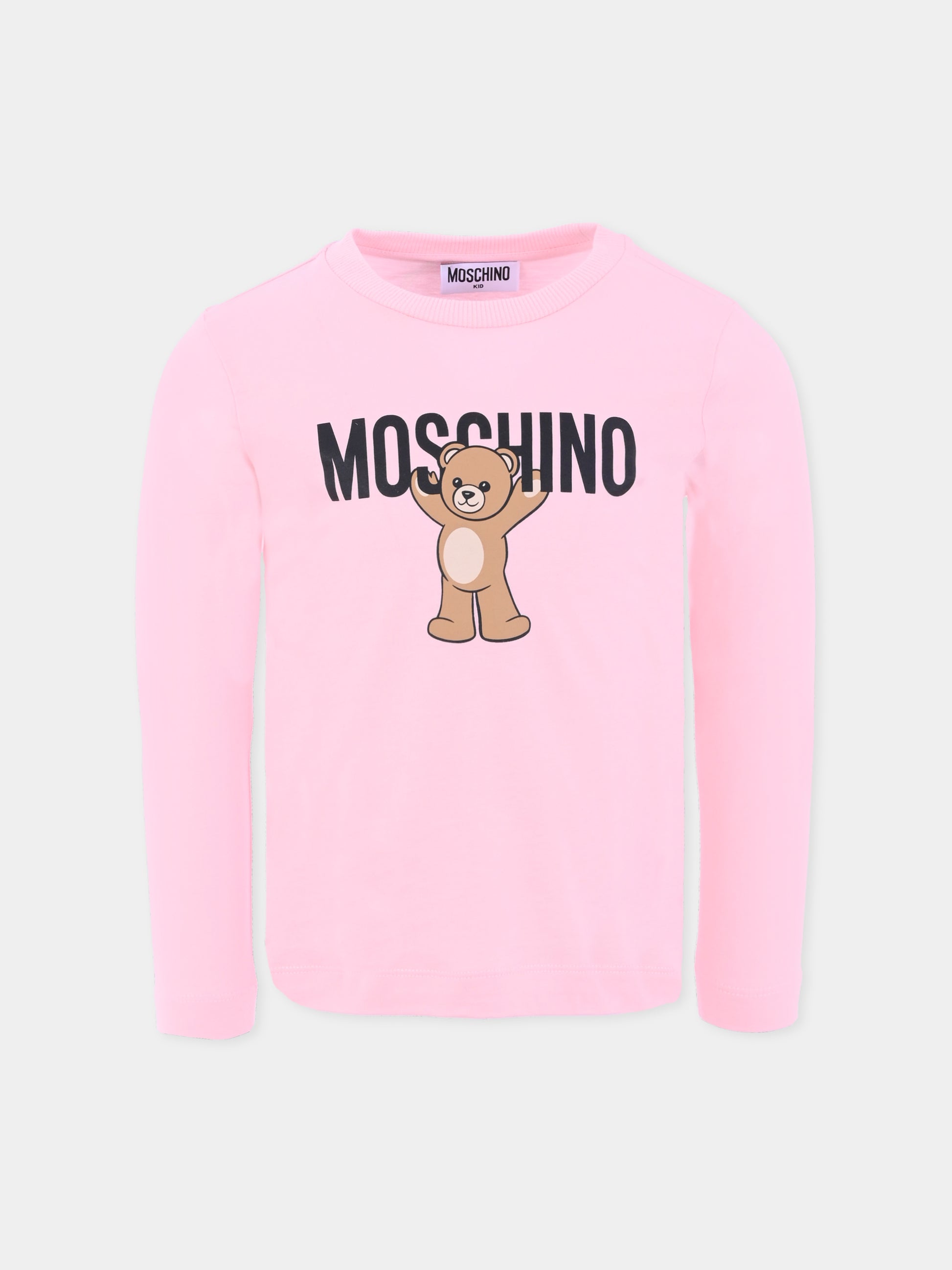 T-shirt rosa per bambina con Teddy Bear,Moschino Kids,HTO00J LAA10 50209