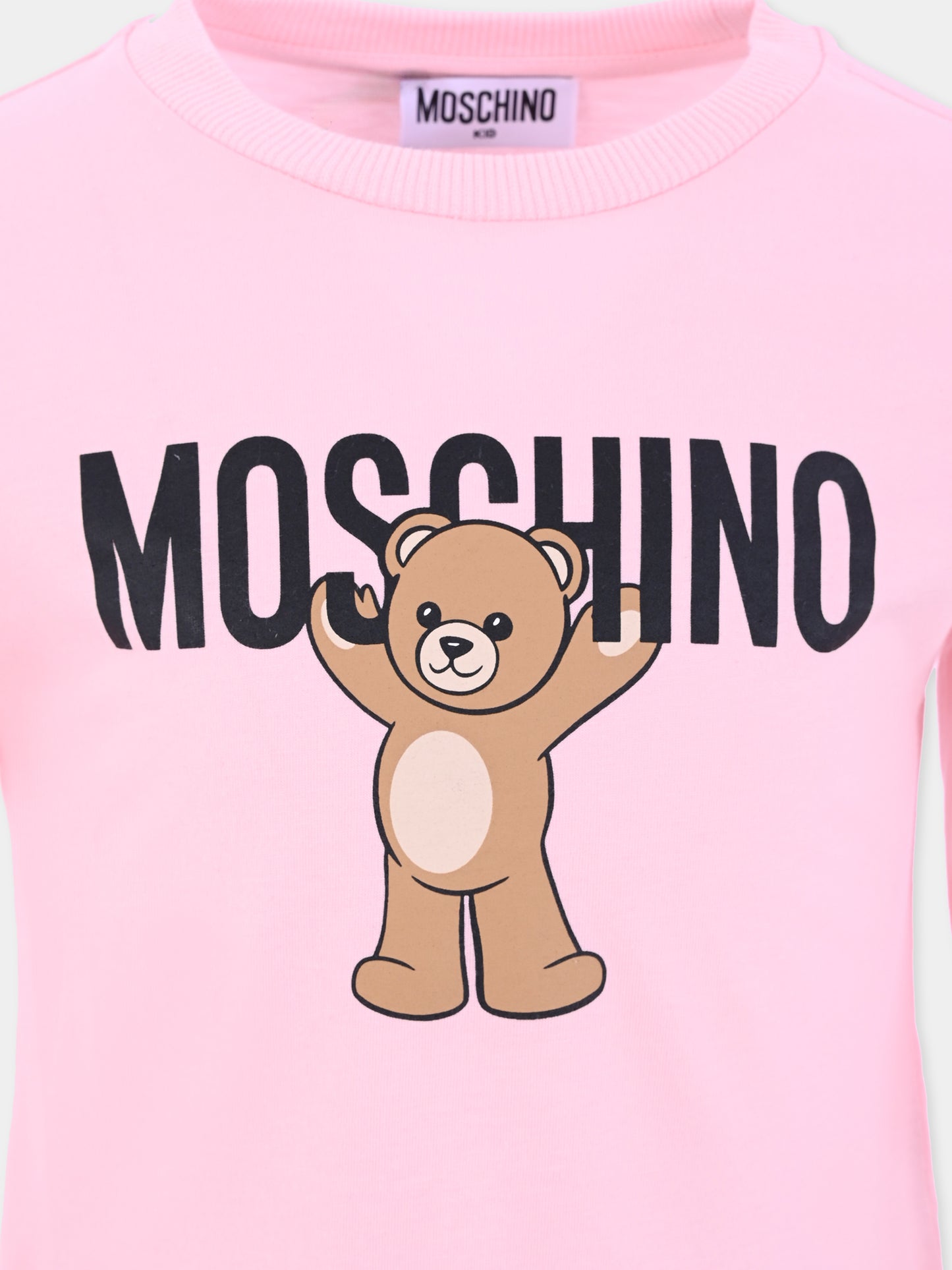 T-shirt rosa per bambina con Teddy Bear,Moschino Kids,HTO00J LAA10 50209