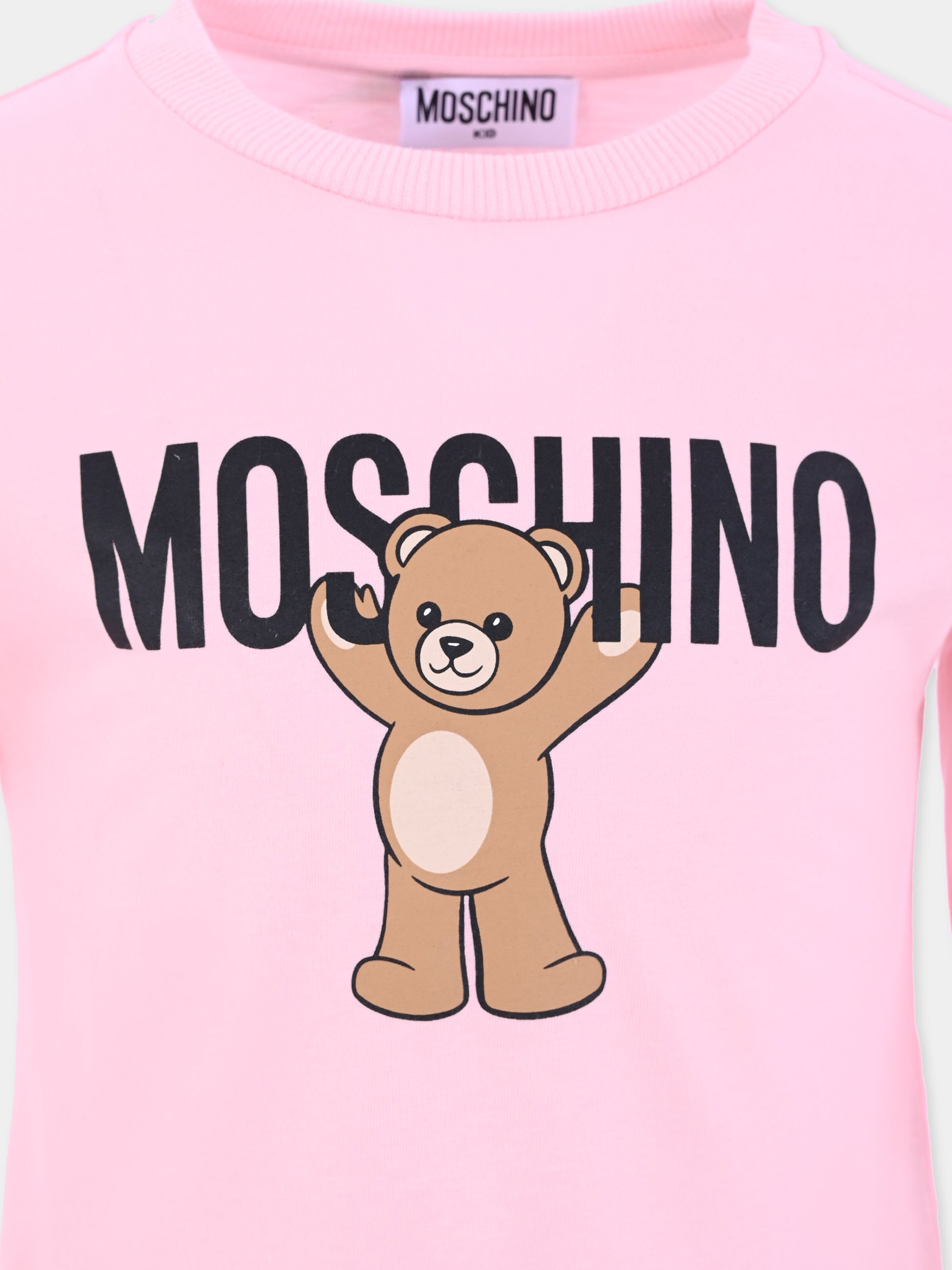 T-shirt rosa per bambina con Teddy Bear,Moschino Kids,HTO00J LAA10 50209