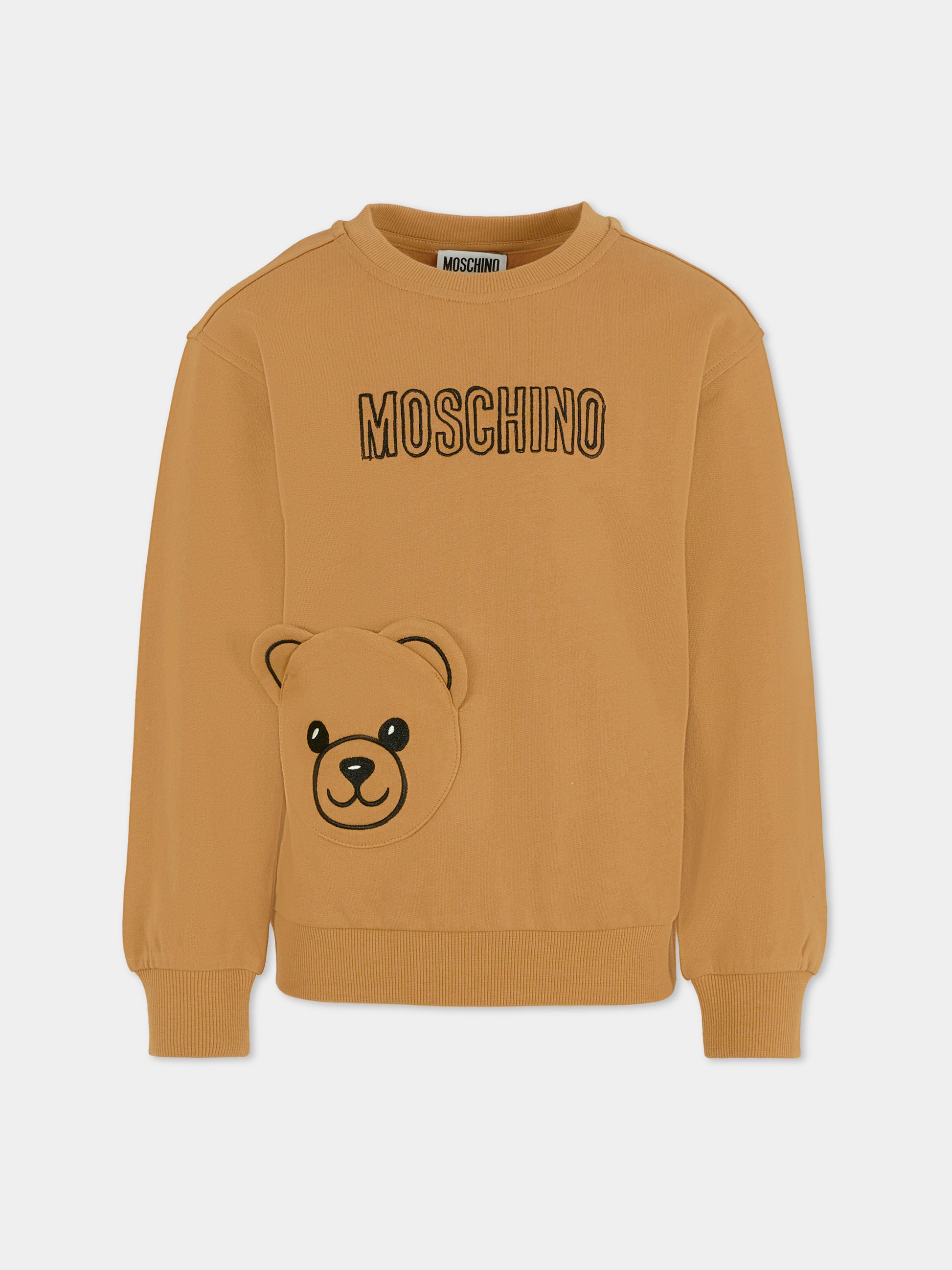 Felpa marrone per bambini con Teddy Bear,Moschino Kids,HUF095 LCA60 20351