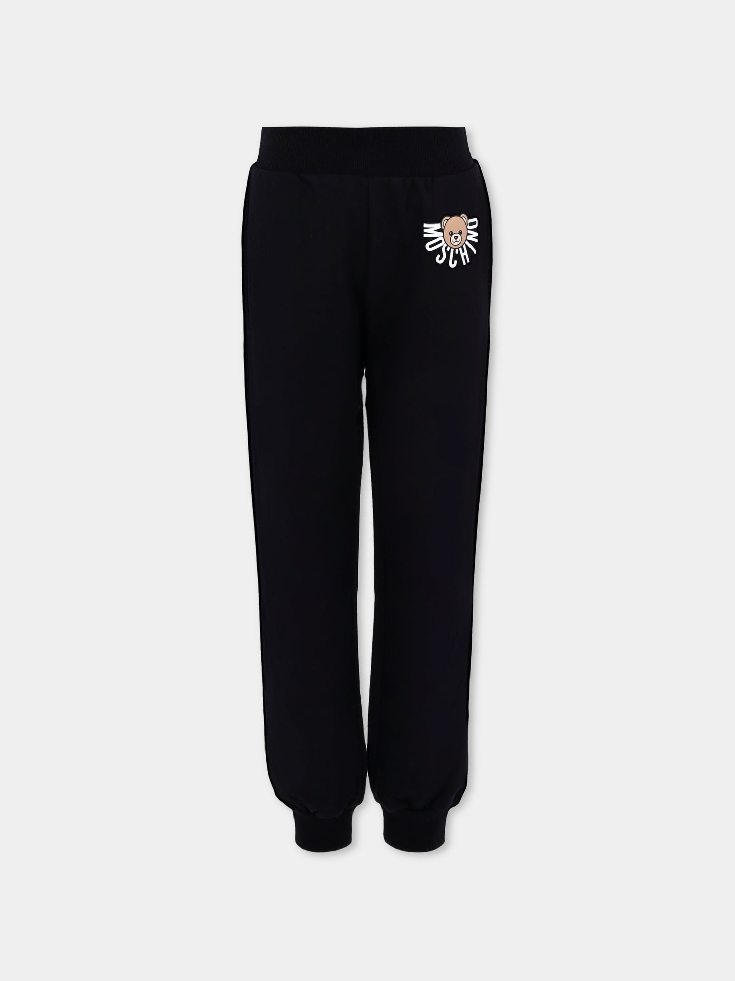 Pantaloni neri per bambini con Teddy Bear,Moschino Kids,HUP08R LCA40 60100