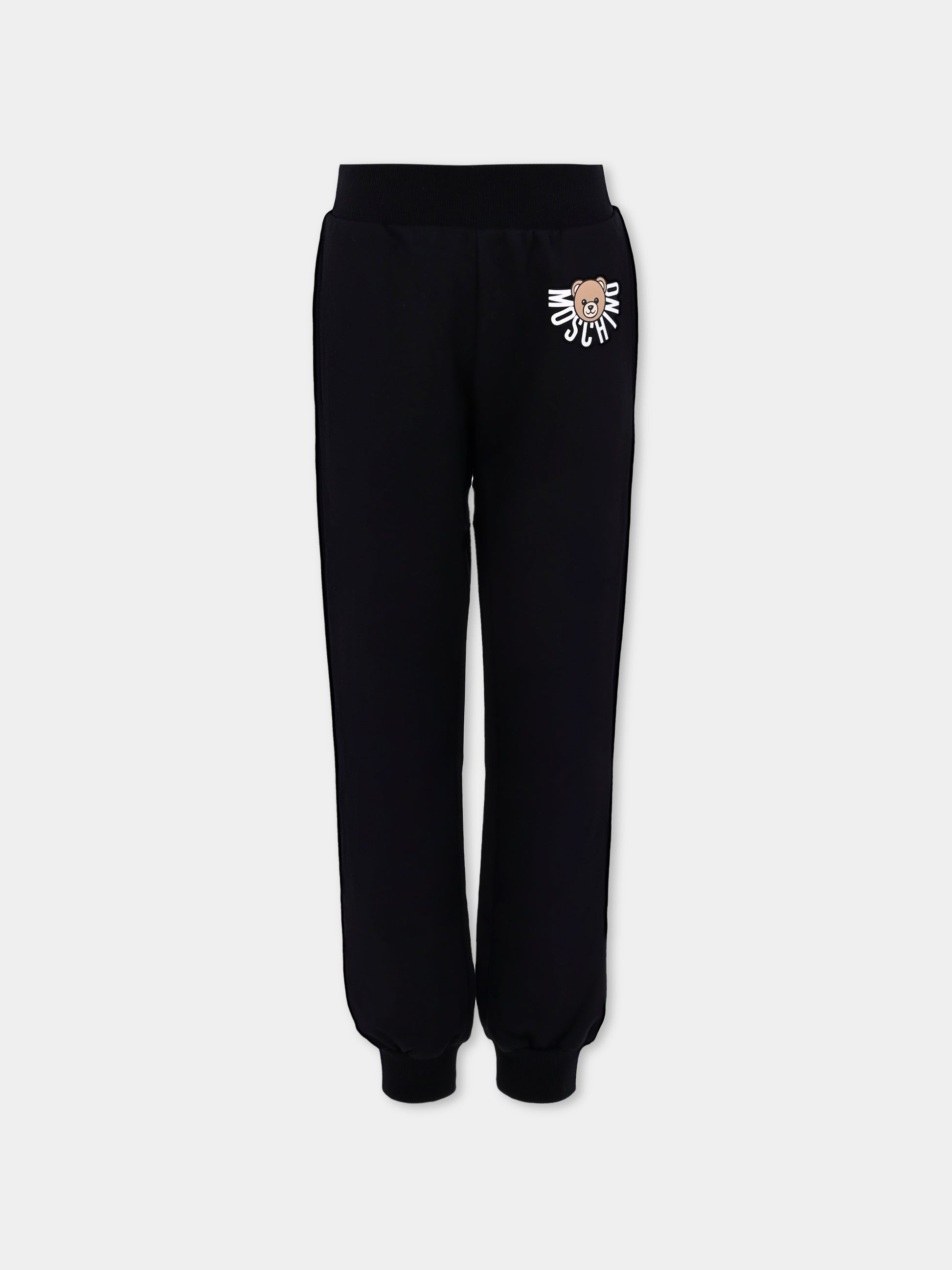 Pantaloni neri per bambini con Teddy Bear,Moschino Kids,HUP08R LCA40 60100
