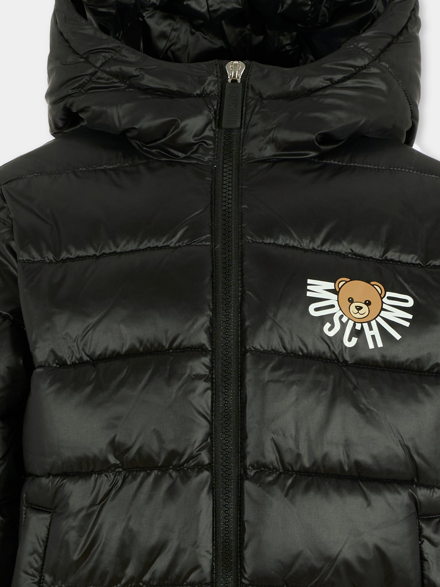 Piumino nero per bambini con Teddy Bear,Moschino Kids,HUS05F L3A32 60100