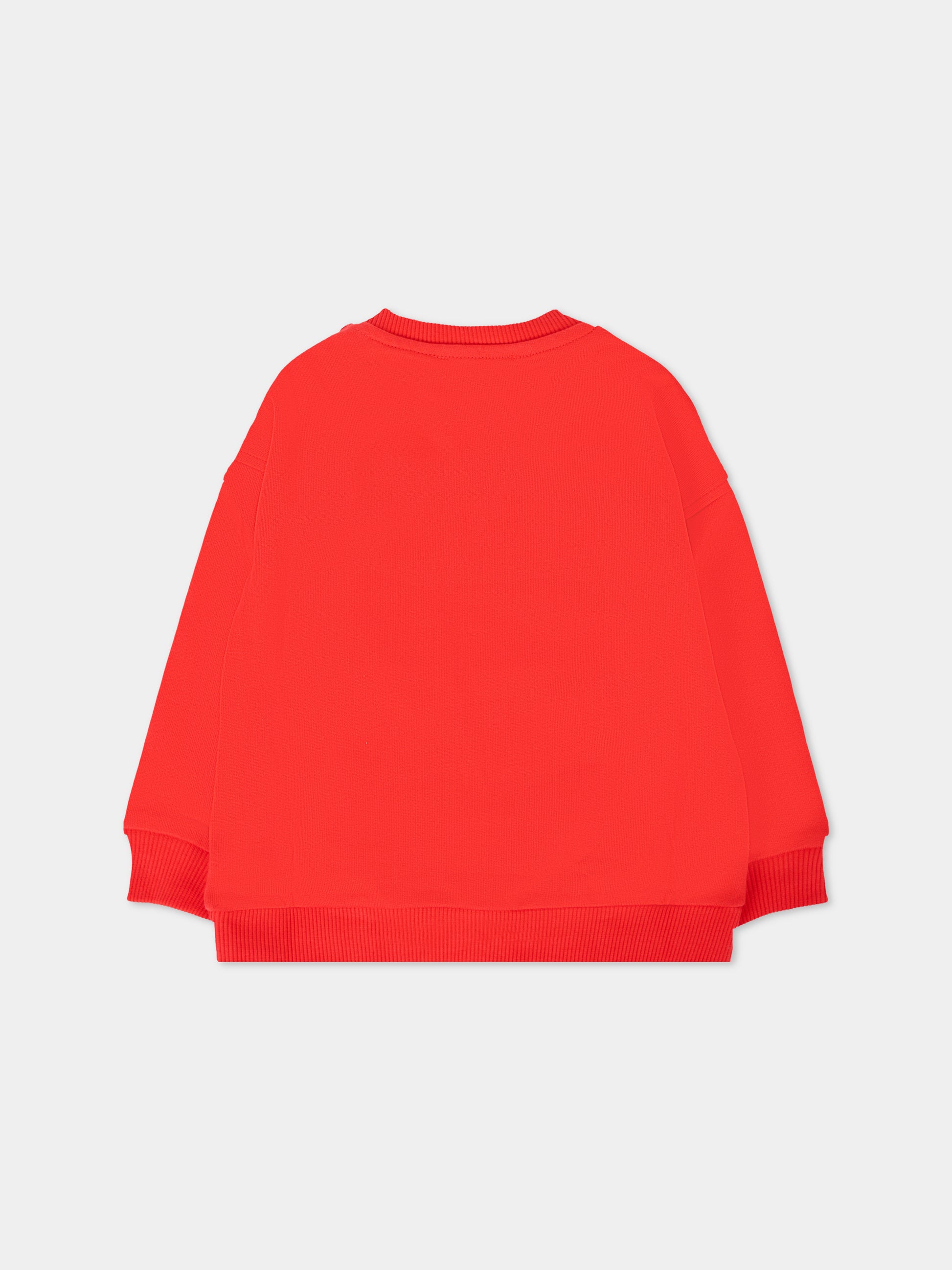 Felpa rossa per neonati con logo e Teddy Bear,Moschino Kids,M8F03Q LCA83 50109