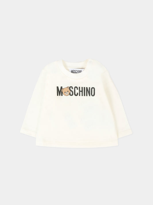 T-shirt avorio per neonati con Teddy Bear,Moschino Kids,M8O00R LAA36 10063