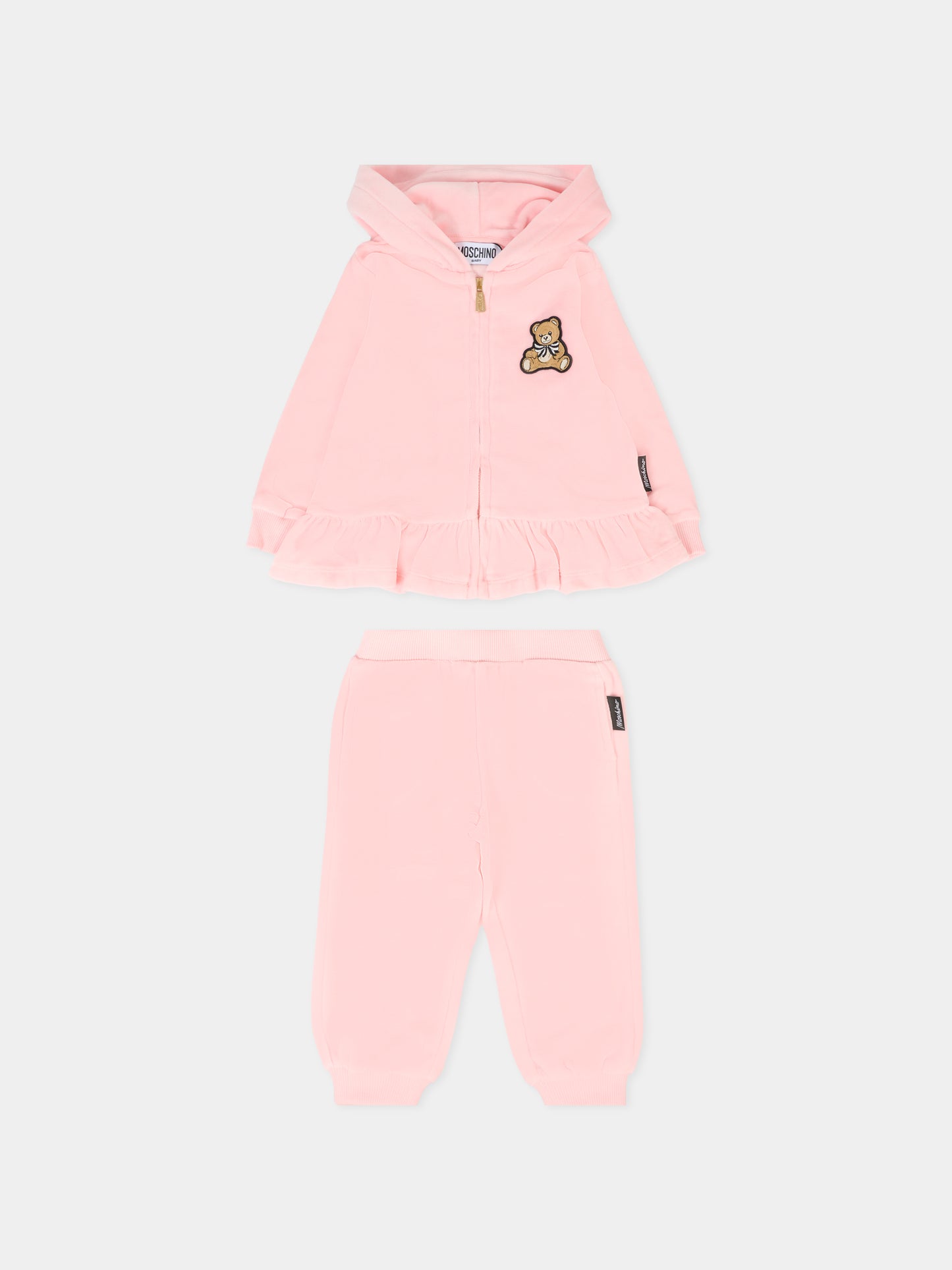Completo rosa per neonata con Teddy Bear,Moschino Kids,MDK03B LGA07 50209