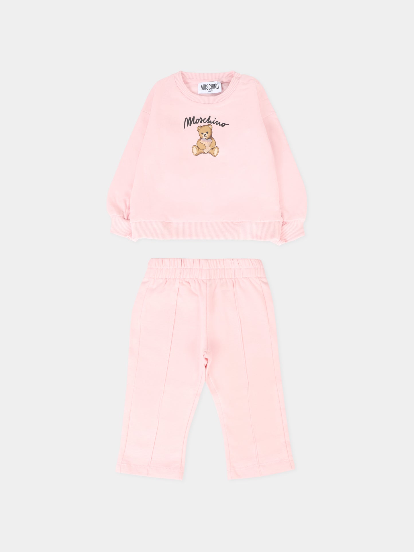 Completo rosa per neonata con Teddy Bear con cuore,Moschino Kids,MDK03D LCA40 50209